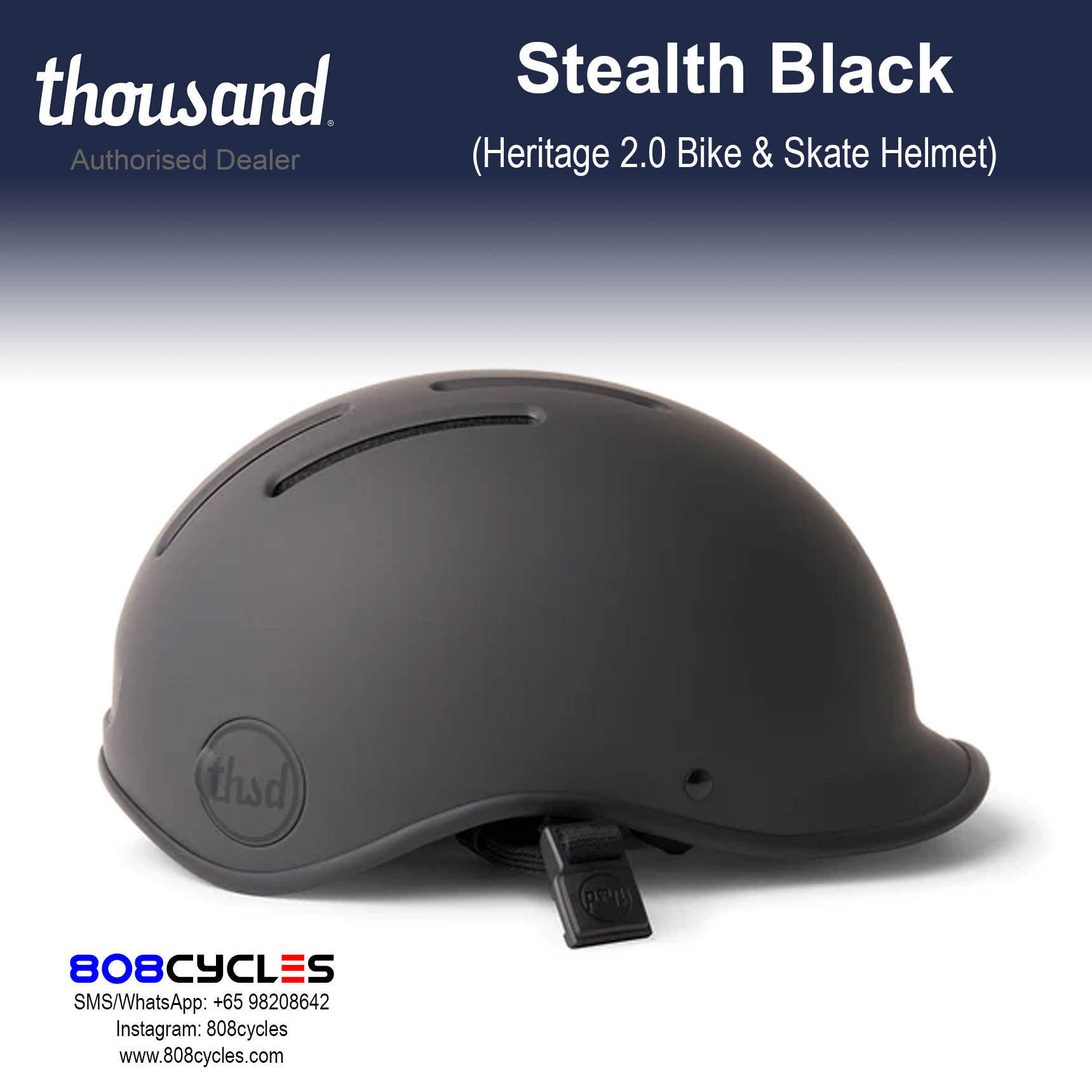 Thousand Heritage 2.0 Bike & Skate Helmet - Stealth Black - Image 3