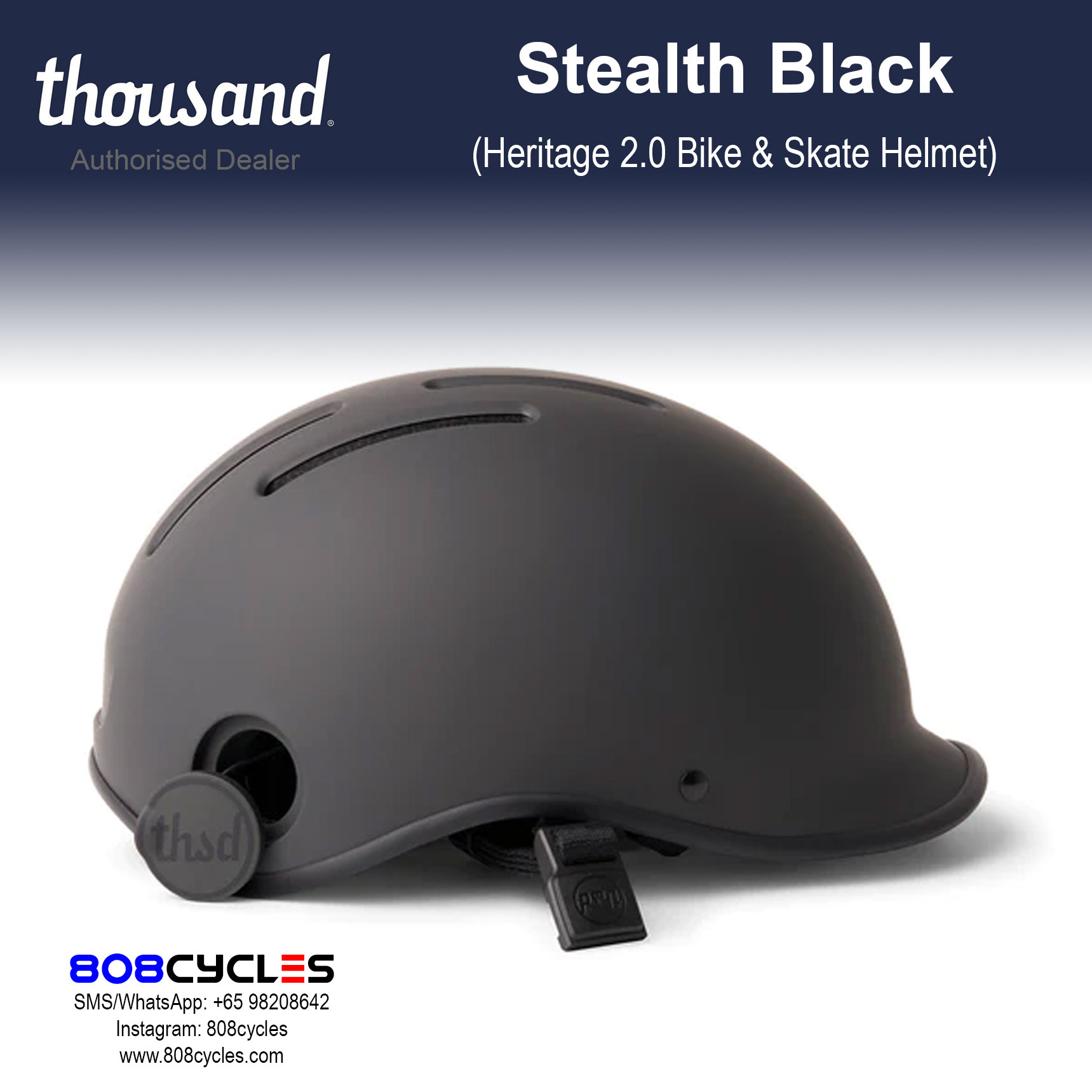 Thousand Heritage 2.0 Bike & Skate Helmet - Stealth Black - Image 4