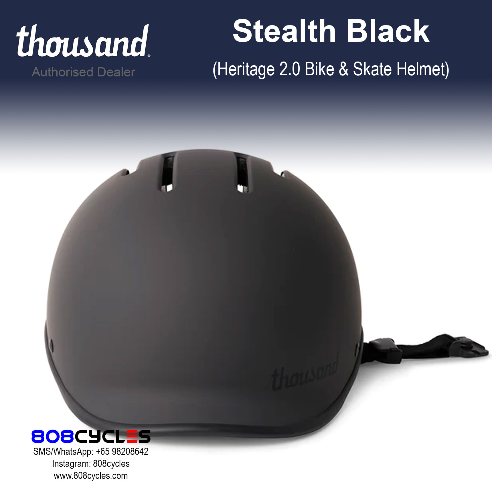Thousand Heritage 2.0 Bike & Skate Helmet - Stealth Black - Image 5