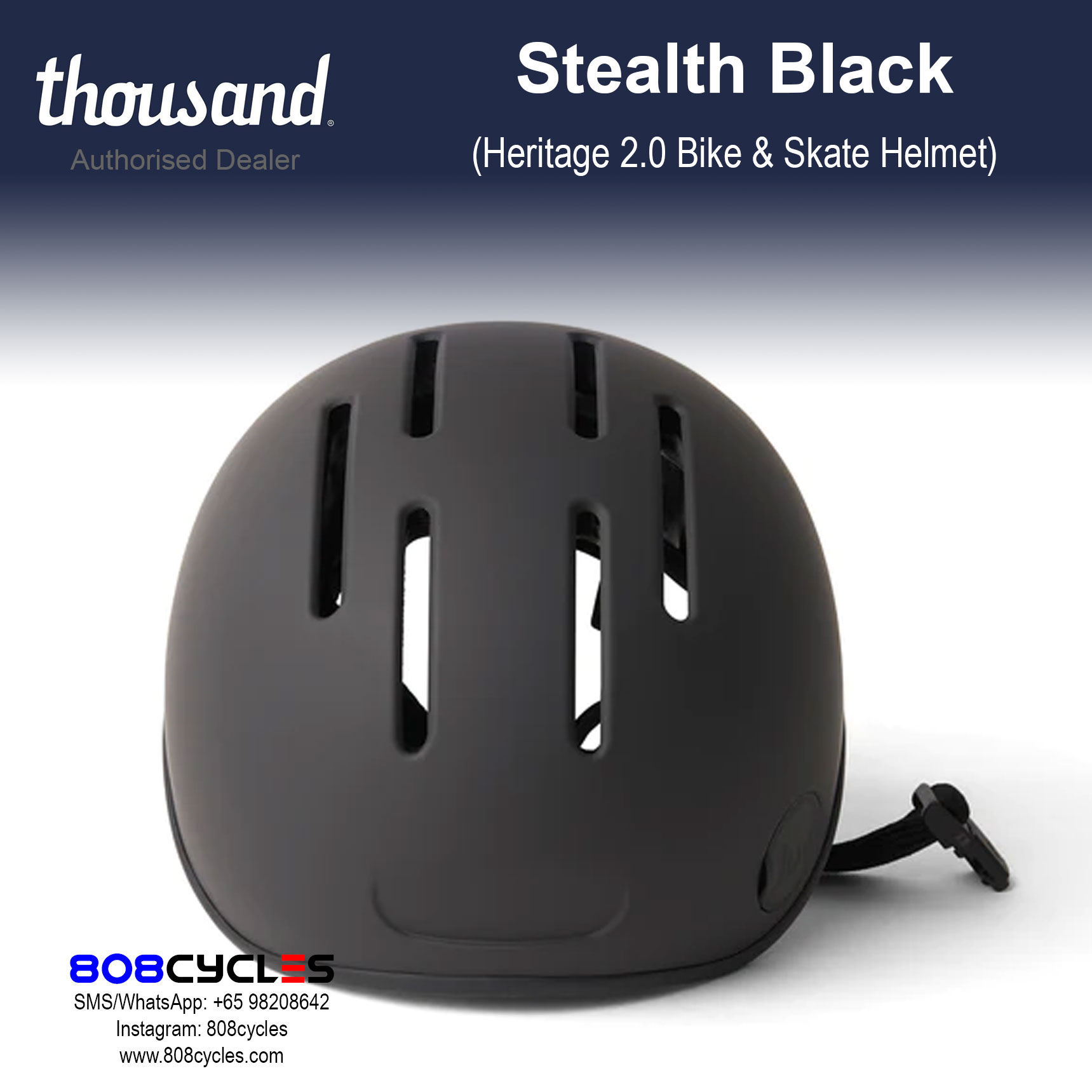 Thousand Heritage 2.0 Bike & Skate Helmet - Stealth Black - Image 6