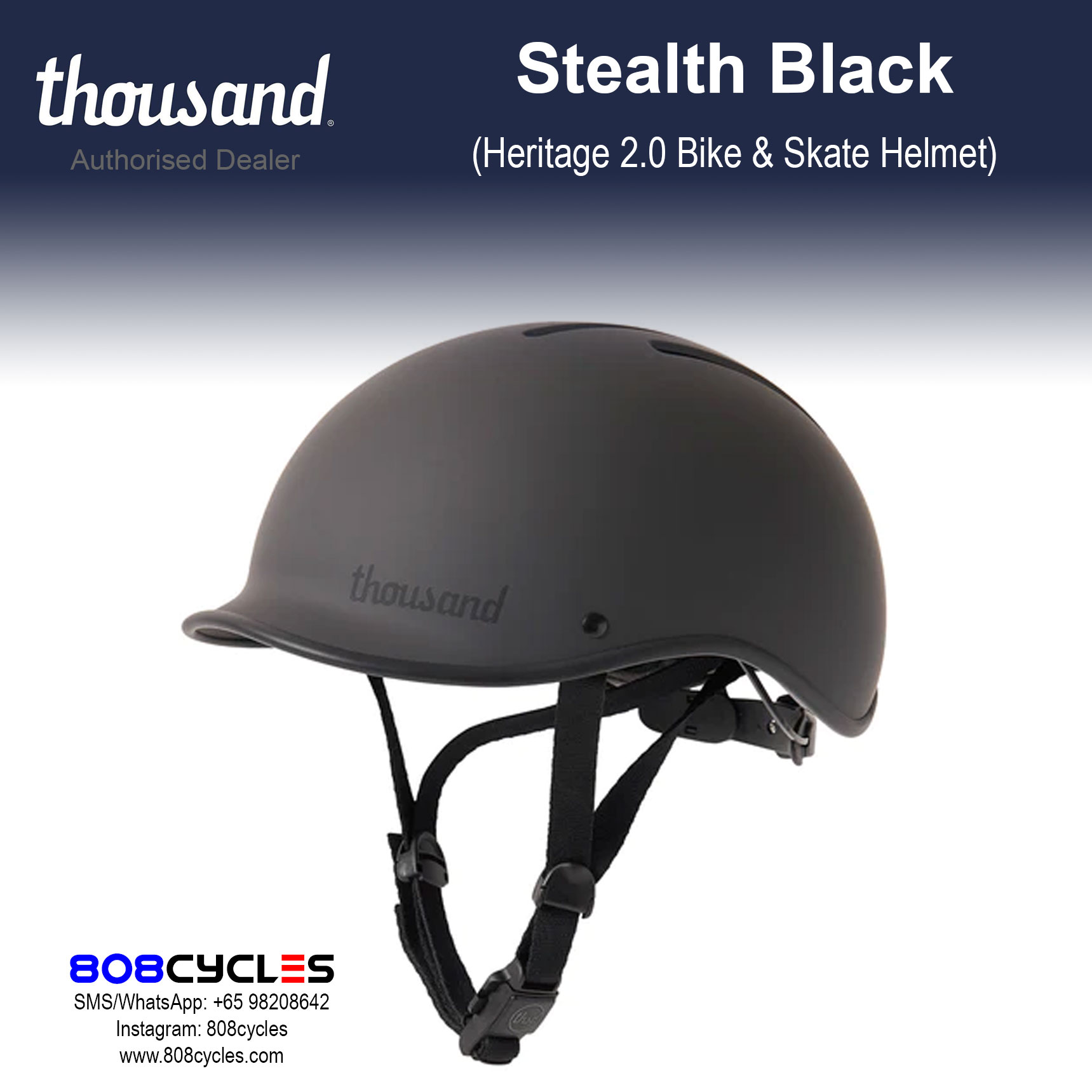 Thousand Heritage 2.0 Bike & Skate Helmet - Stealth Black - Image 7