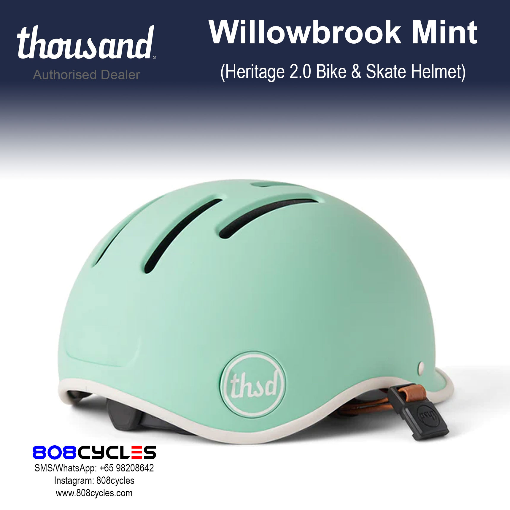 Thousand Heritage 2.0 Bike & Skate Helmet - Willowbrook Mint - Image 8