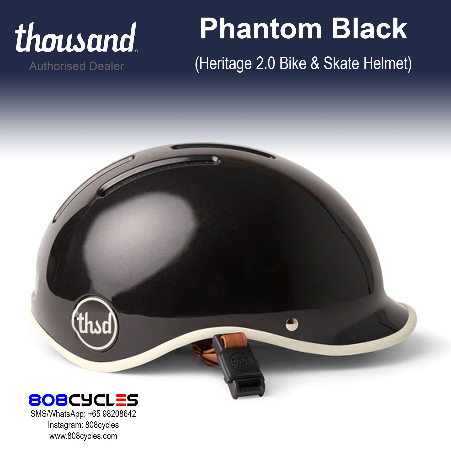Thousand Heritage 2.0 Bike & Skate Helmet - Phantom Black - Image 2