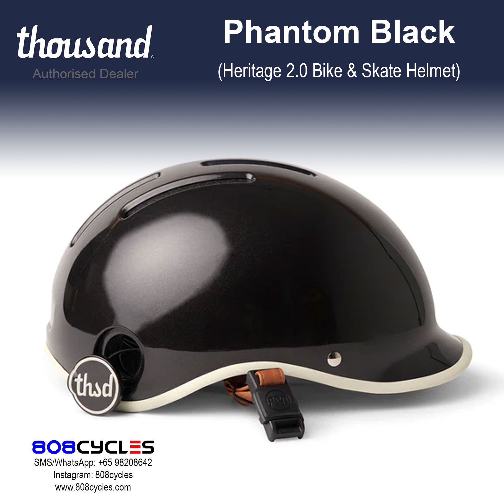 Thousand Heritage 2.0 Bike & Skate Helmet - Phantom Black - Image 8