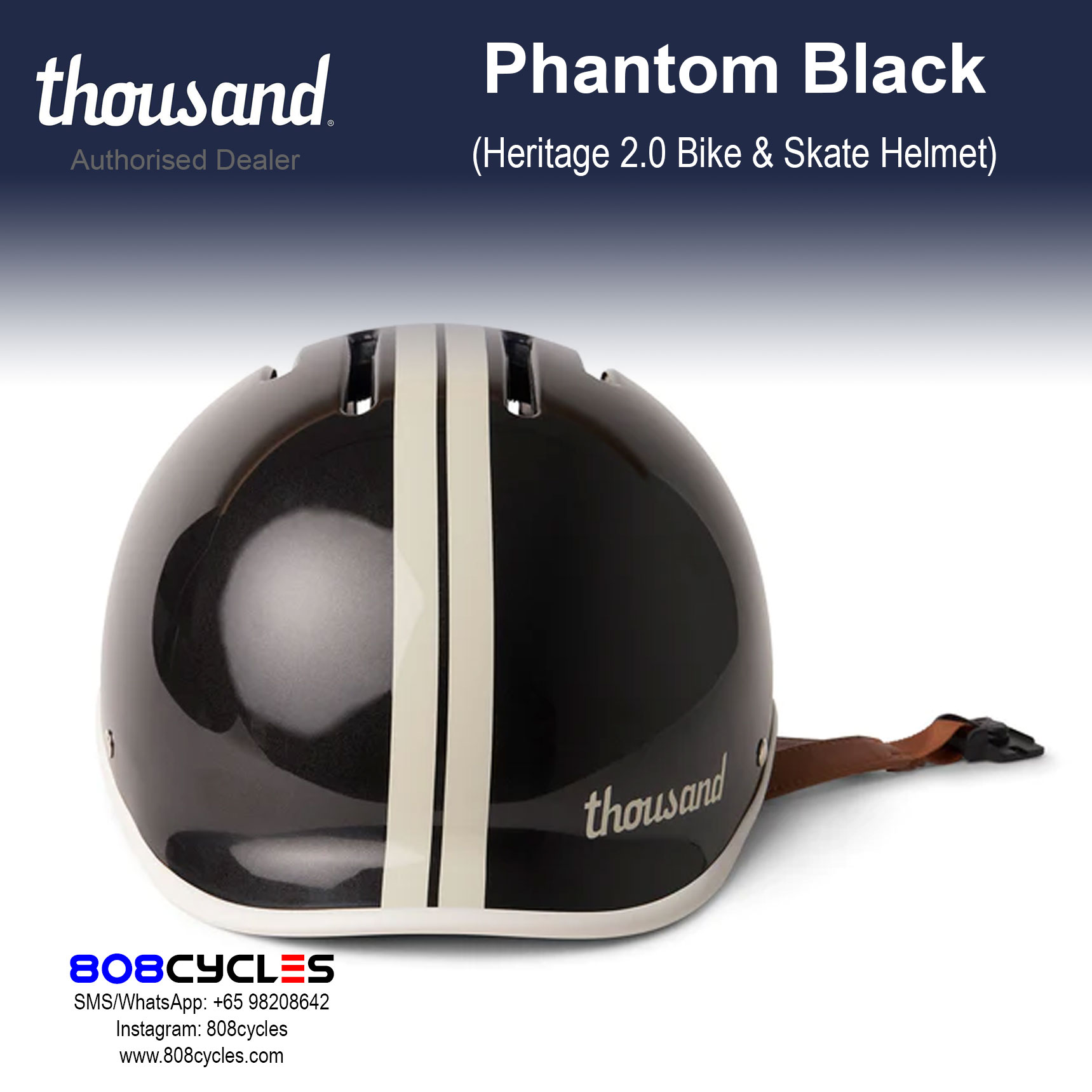 Thousand Heritage 2.0 Bike & Skate Helmet - Phantom Black - Image 7