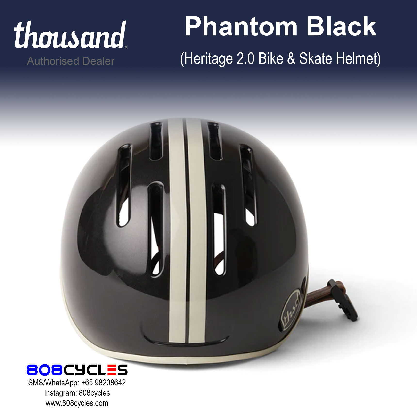 Thousand Heritage 2.0 Bike & Skate Helmet - Phantom Black - Image 6