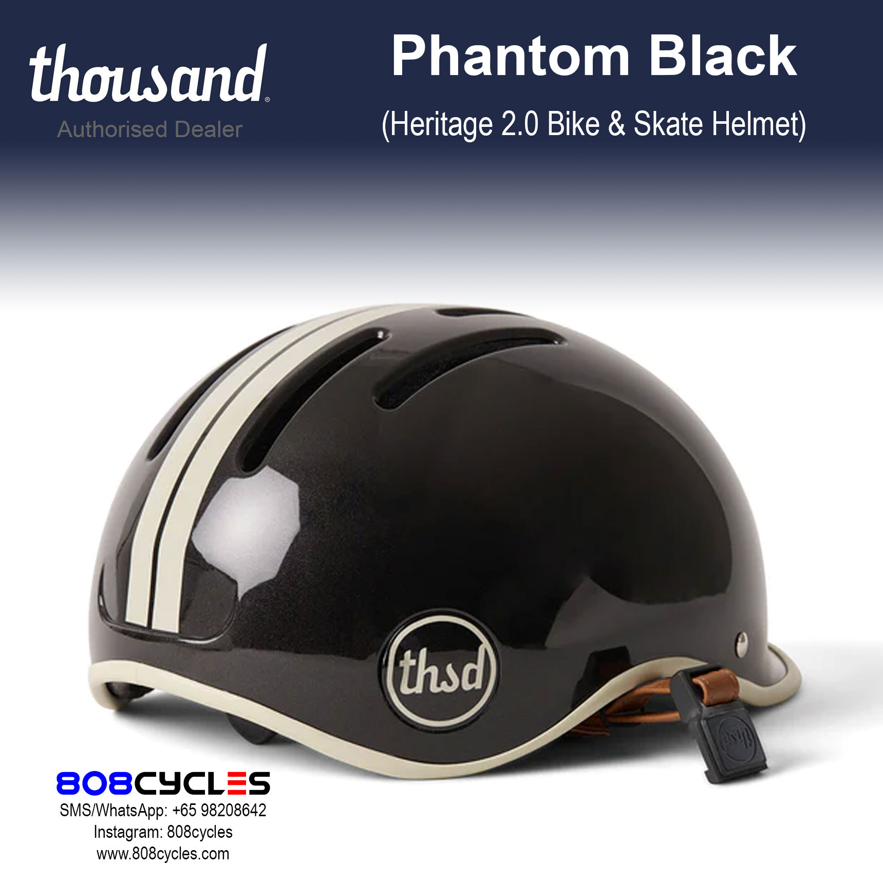 Thousand Heritage 2.0 Bike & Skate Helmet - Phantom Black - Image 4