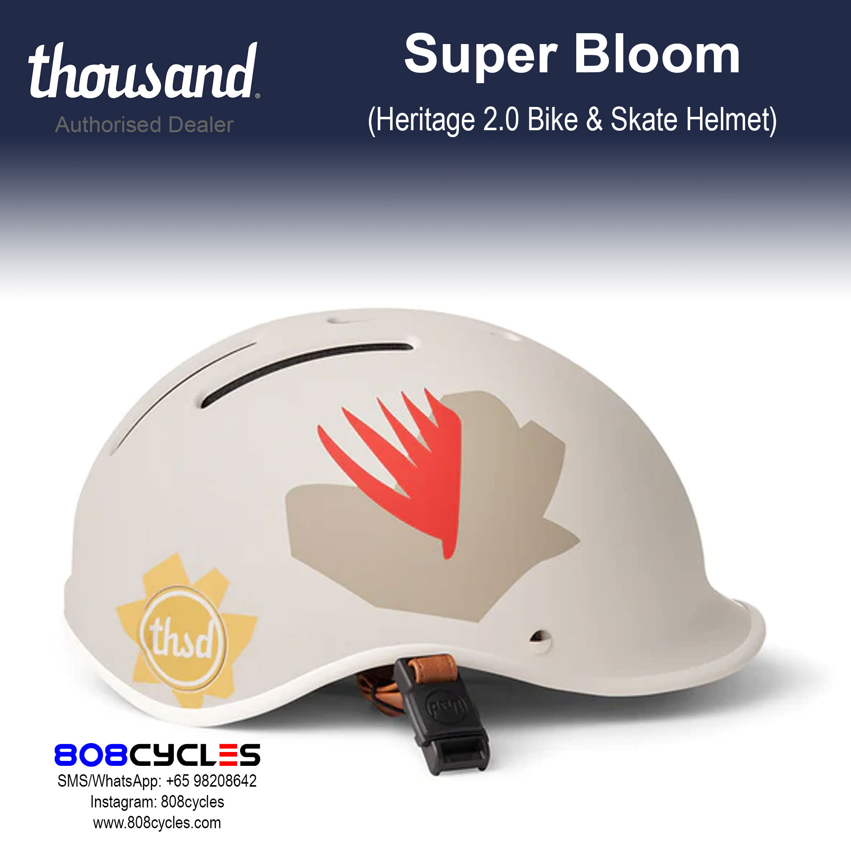 Thousand Heritage 2.0 Bike & Skate Helmet - Super Bloom - Image 3