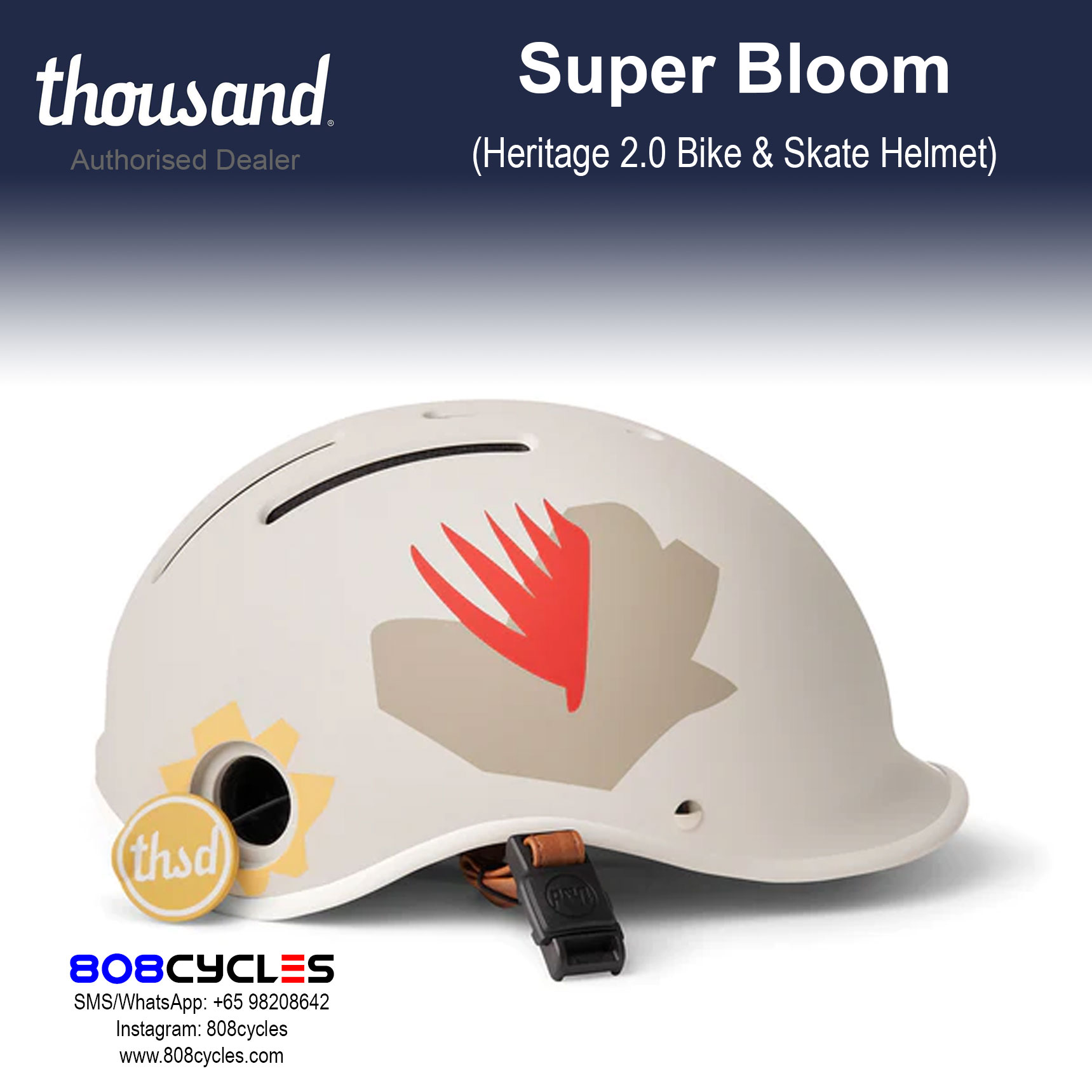 Thousand Heritage 2.0 Bike & Skate Helmet - Super Bloom - Image 4