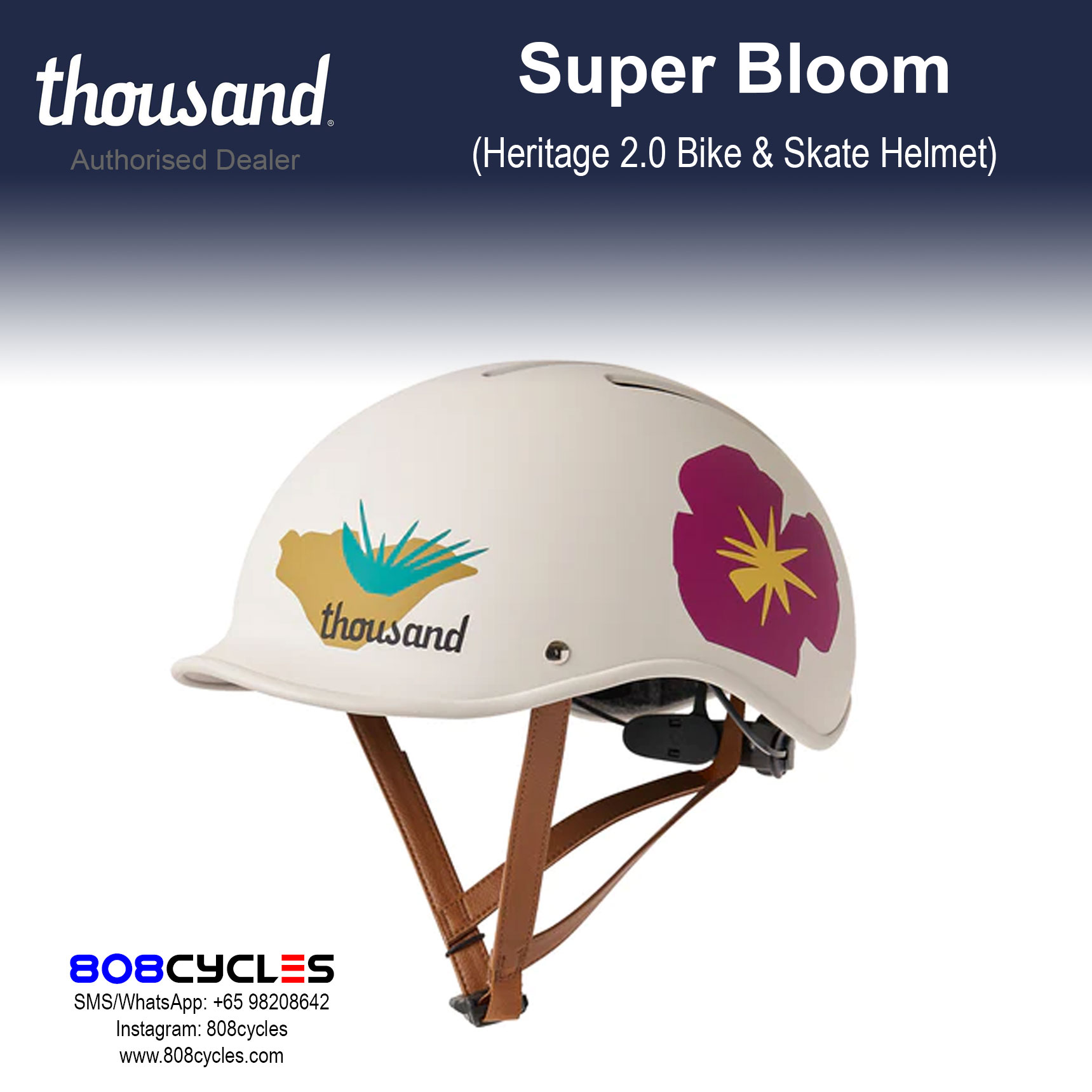 Thousand Heritage 2.0 Bike & Skate Helmet - Super Bloom - Image 7