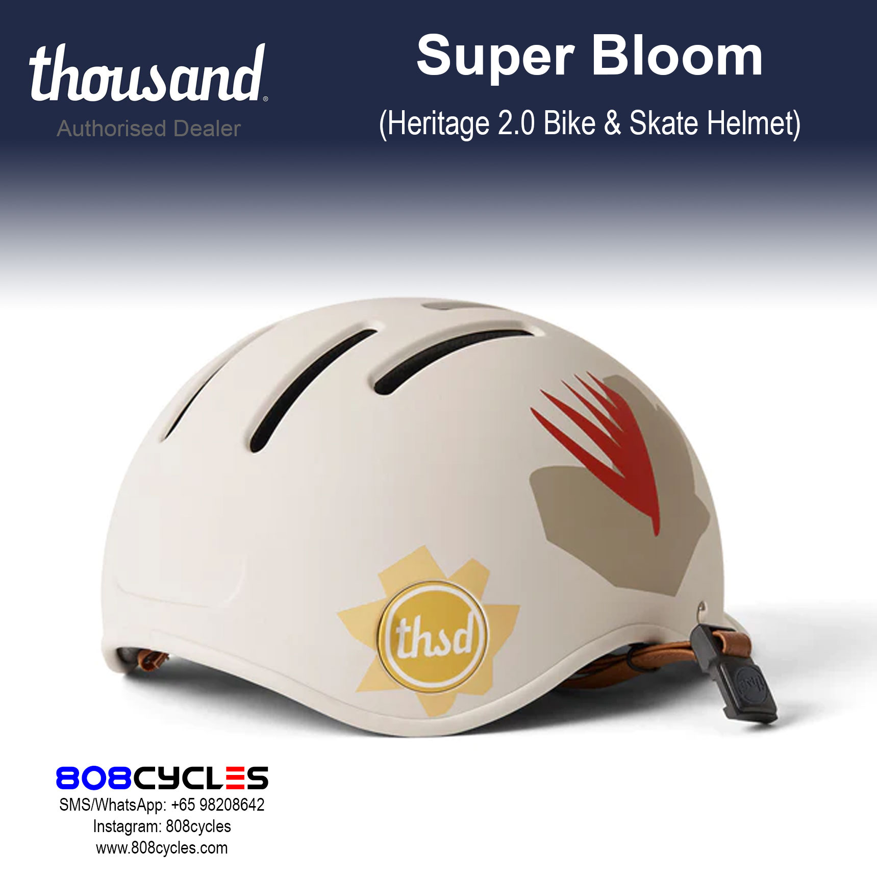 Thousand Heritage 2.0 Bike & Skate Helmet - Super Bloom - Image 8