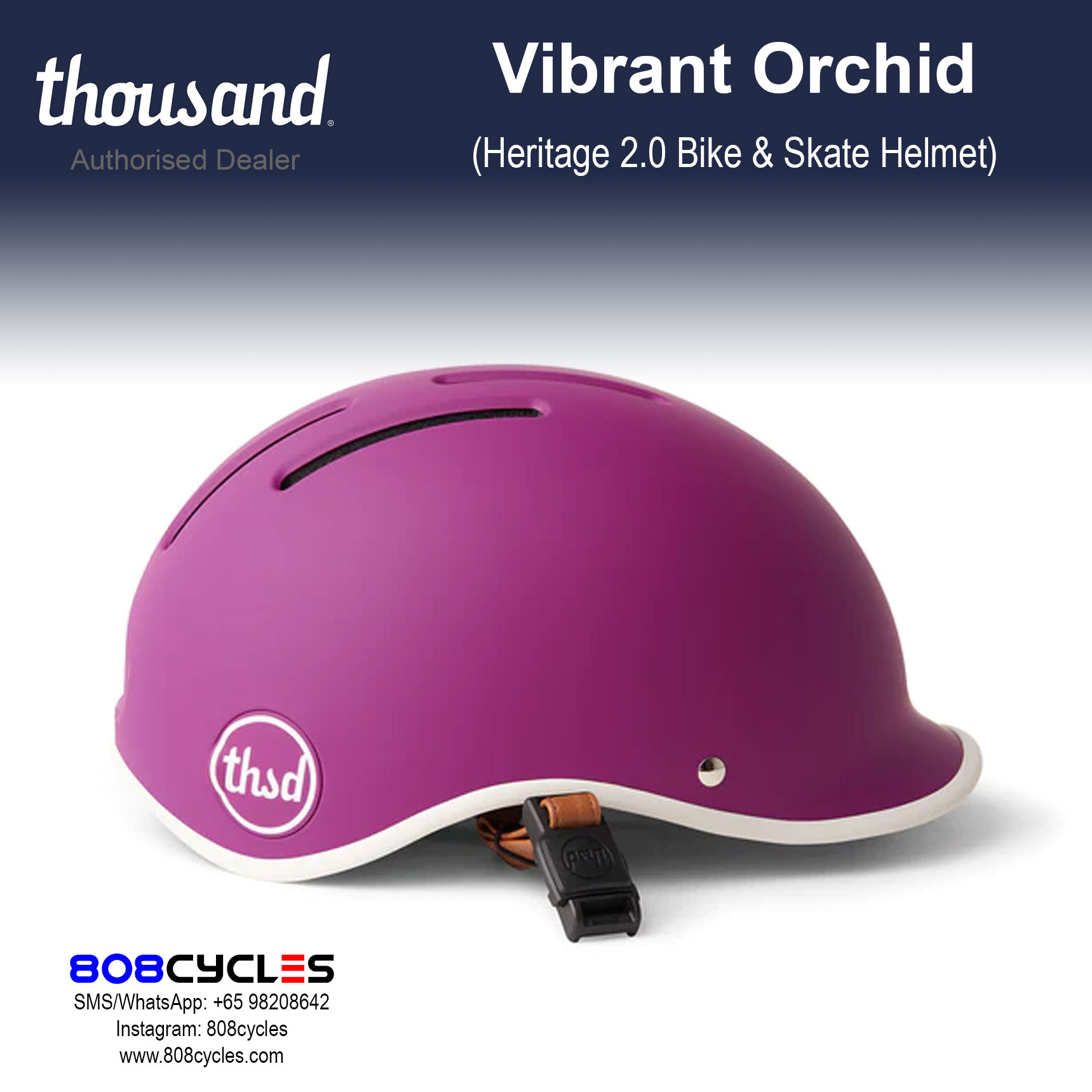 Thousand Heritage 2.0 Bike & Skate Helmet - Vibrant Orchid - Image 3