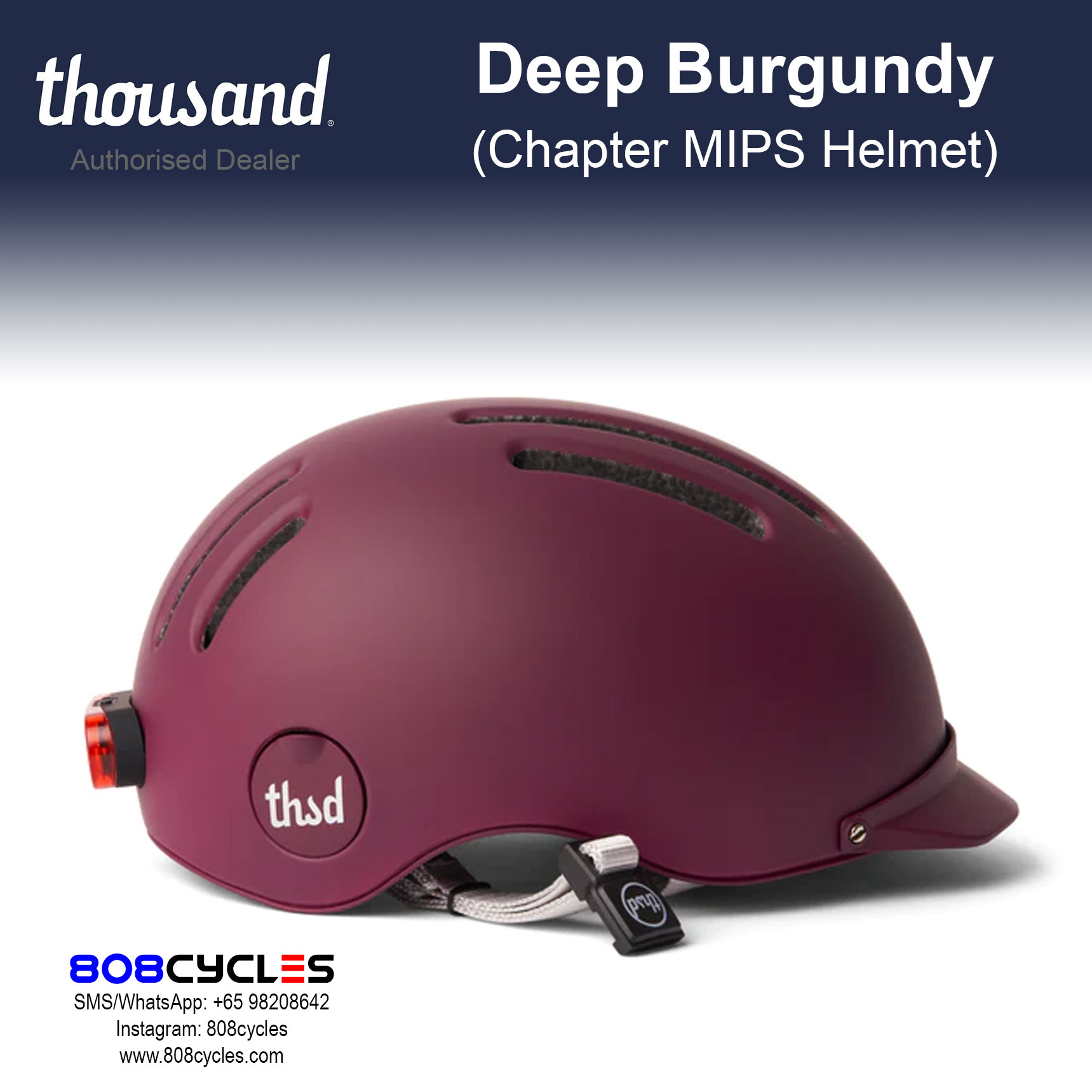 Thousand Chapter MIPS Bike Helmet – Deep Burgundy - Image 3