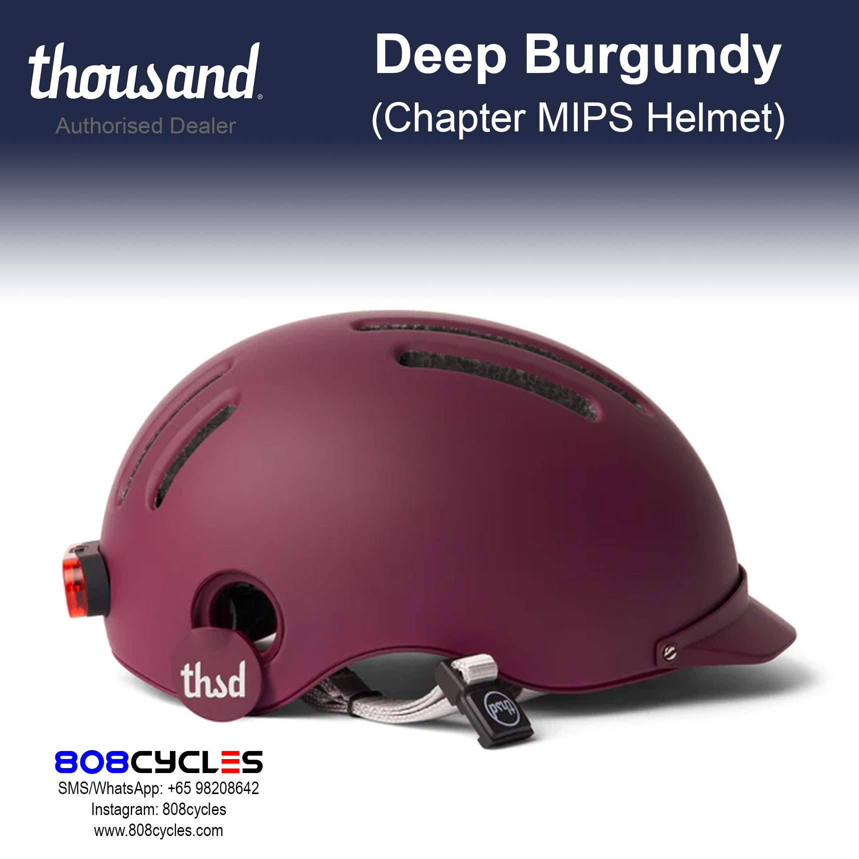 Thousand Chapter MIPS Bike Helmet – Deep Burgundy - Image 4