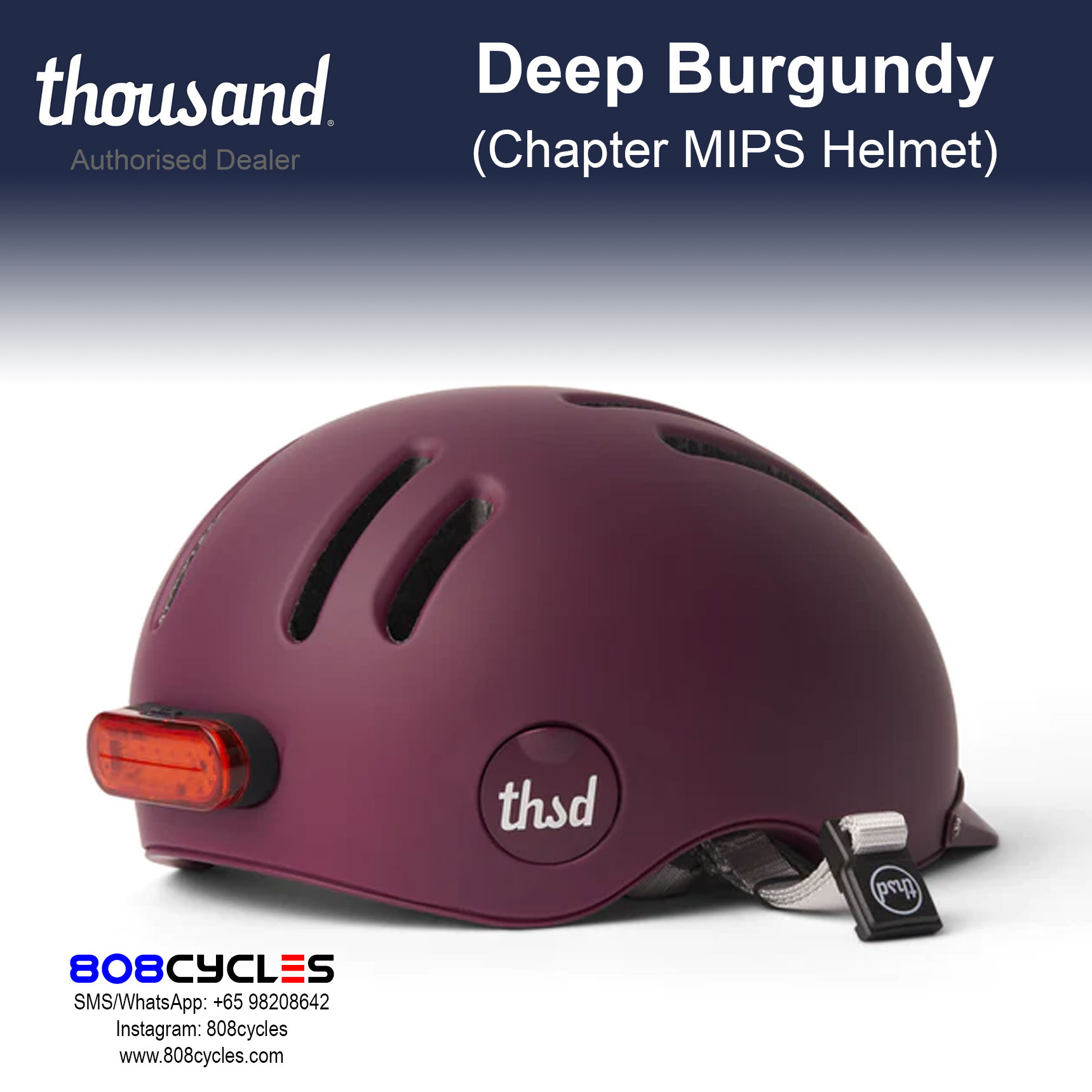 Thousand Chapter MIPS Bike Helmet – Deep Burgundy - Image 6