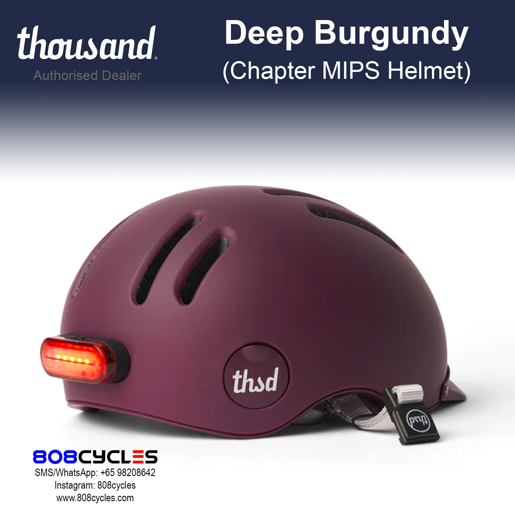 Thousand Chapter MIPS Bike Helmet – Deep Burgundy - Image 7