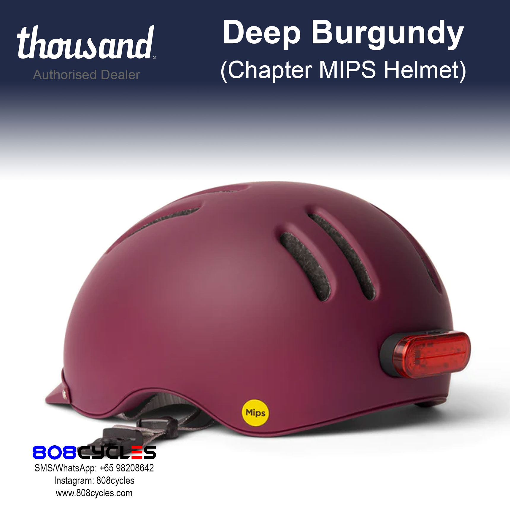 Thousand Chapter MIPS Bike Helmet – Deep Burgundy - Image 9