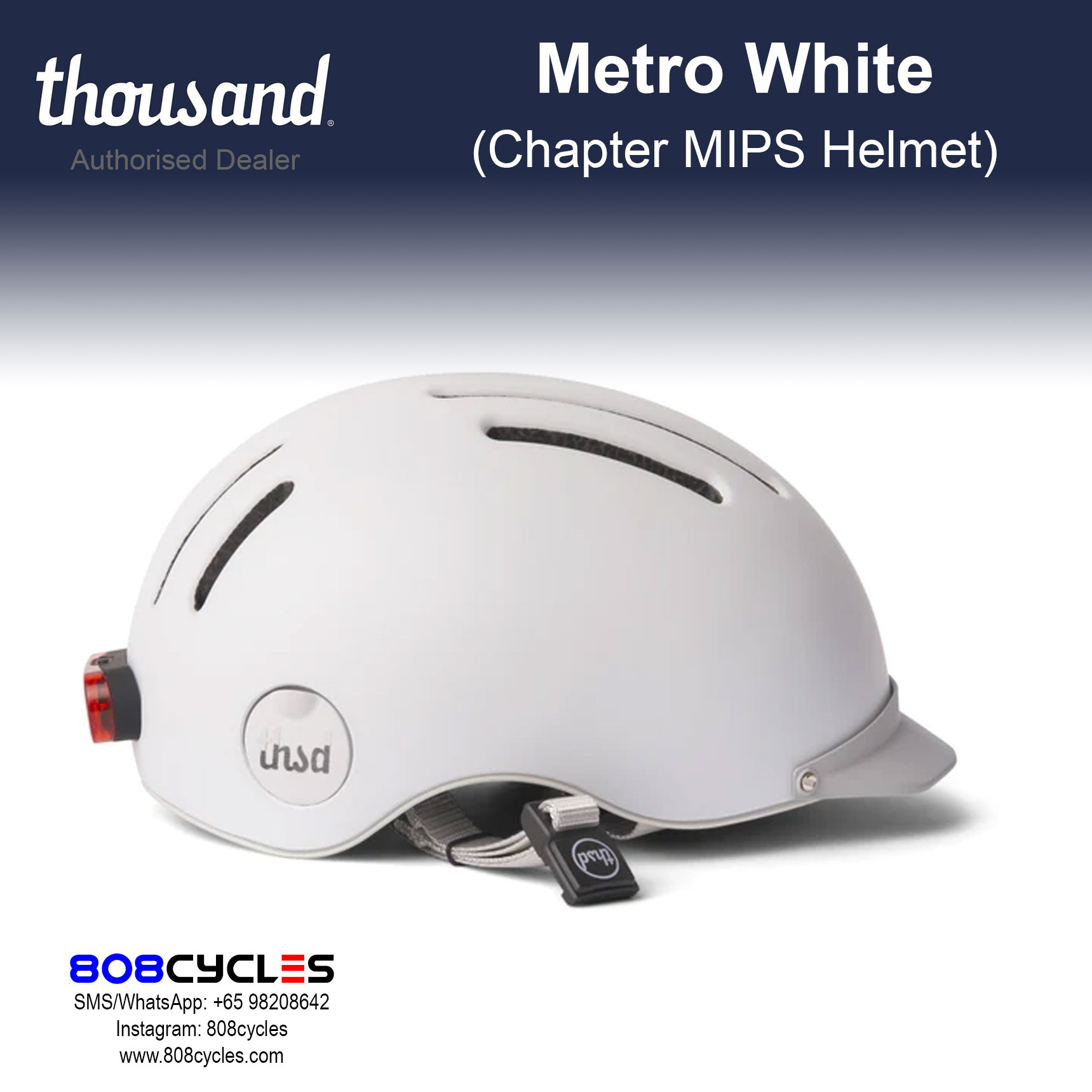 Thousand Chapter MIPS Bike Helmet – Metro White - Image 3