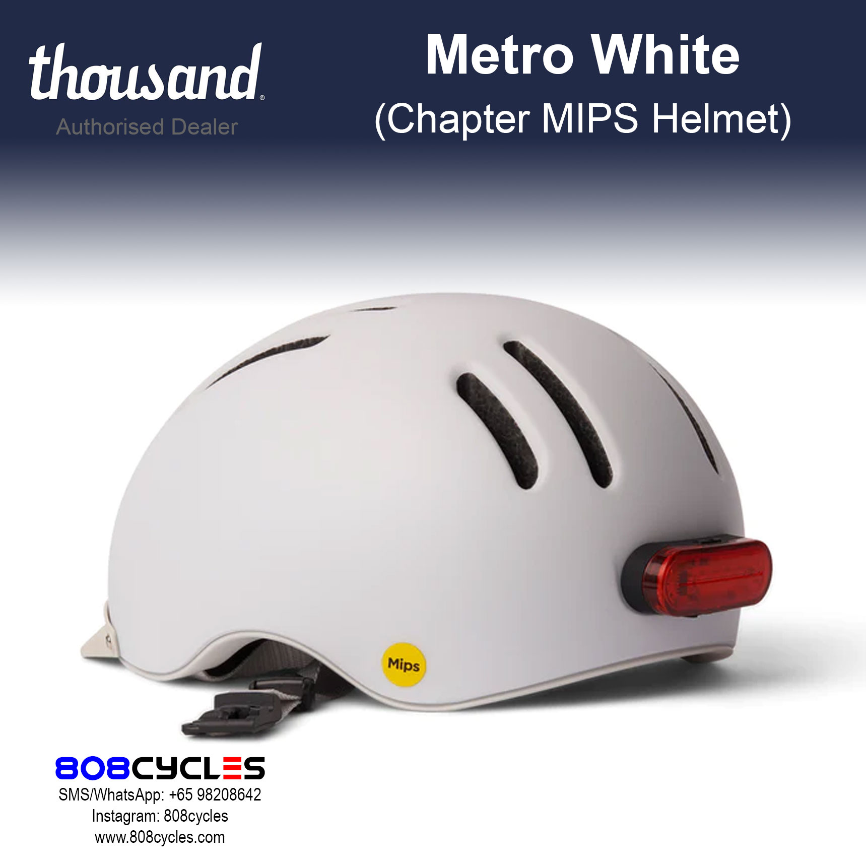 Thousand Chapter MIPS Bike Helmet – Metro White - Image 9