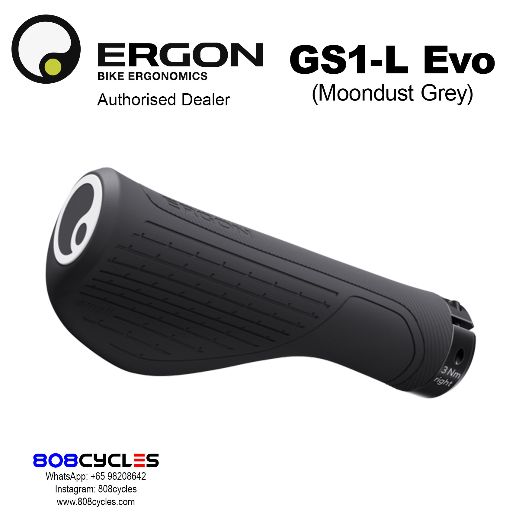 Ergon GS1 Evo Grips – Moondust Grey (Large) - Image 3
