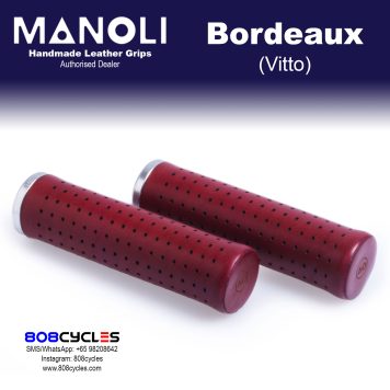 Manoli Vitto Bordeaux leather grips for Brompton bicycle