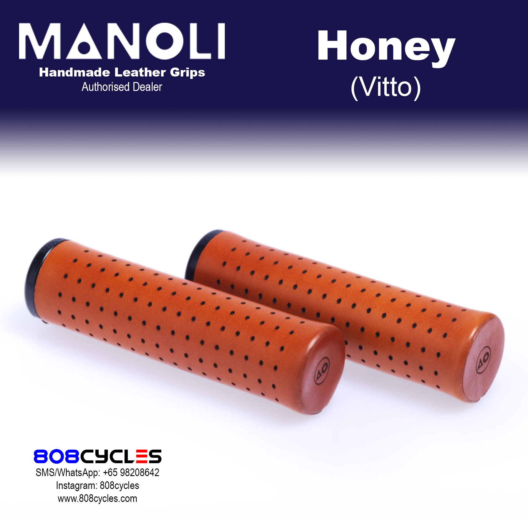 Manoli Vitto Honey Leather Grips for Brompton - Image 2