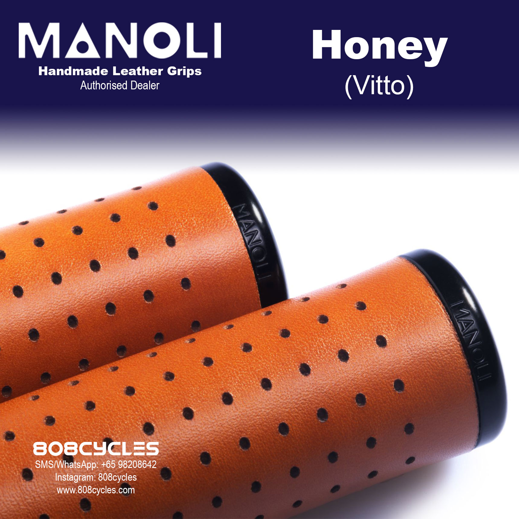 Manoli Vitto Honey Leather Grips for Brompton - Image 3