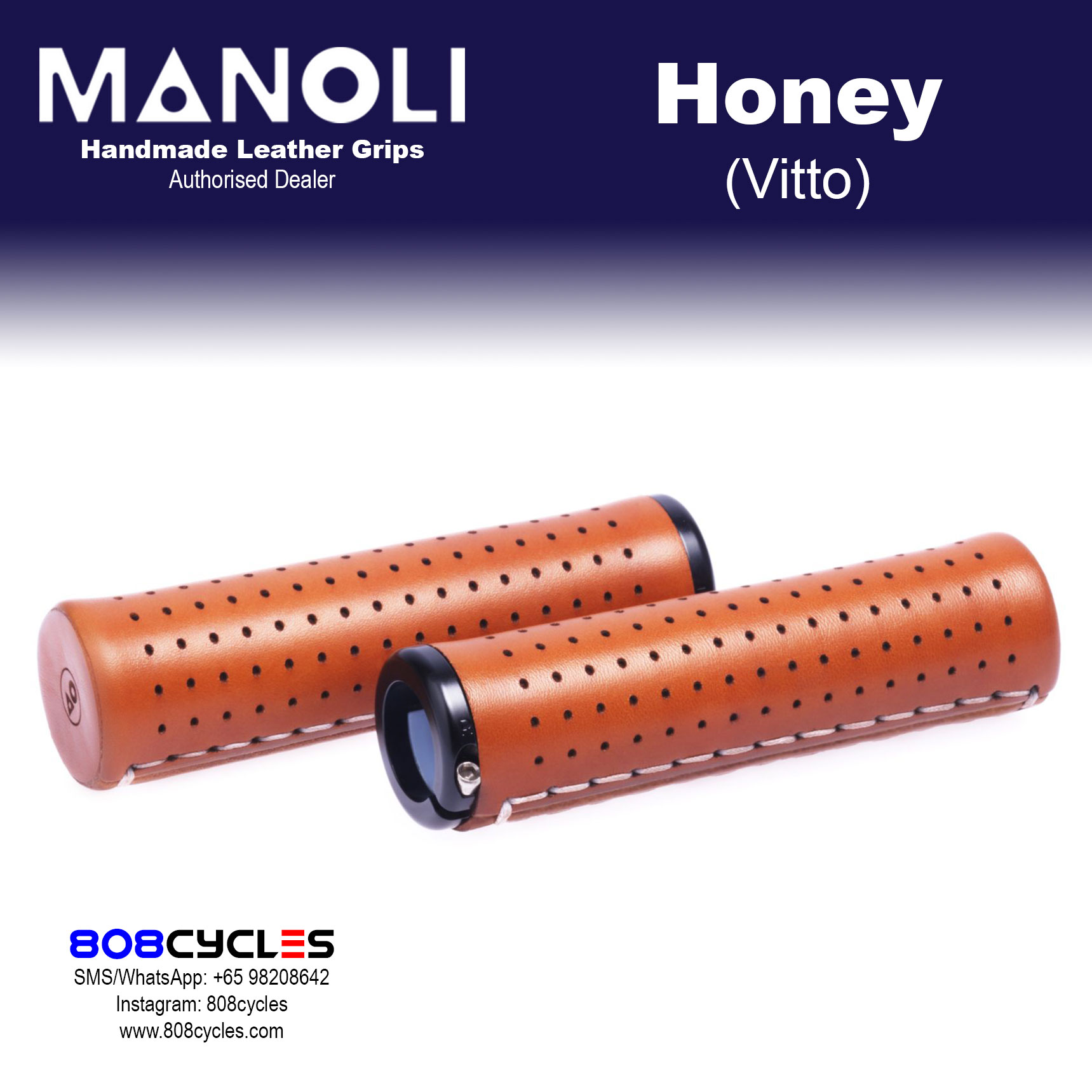 Manoli Vitto Honey Leather Grips for Brompton - Image 4