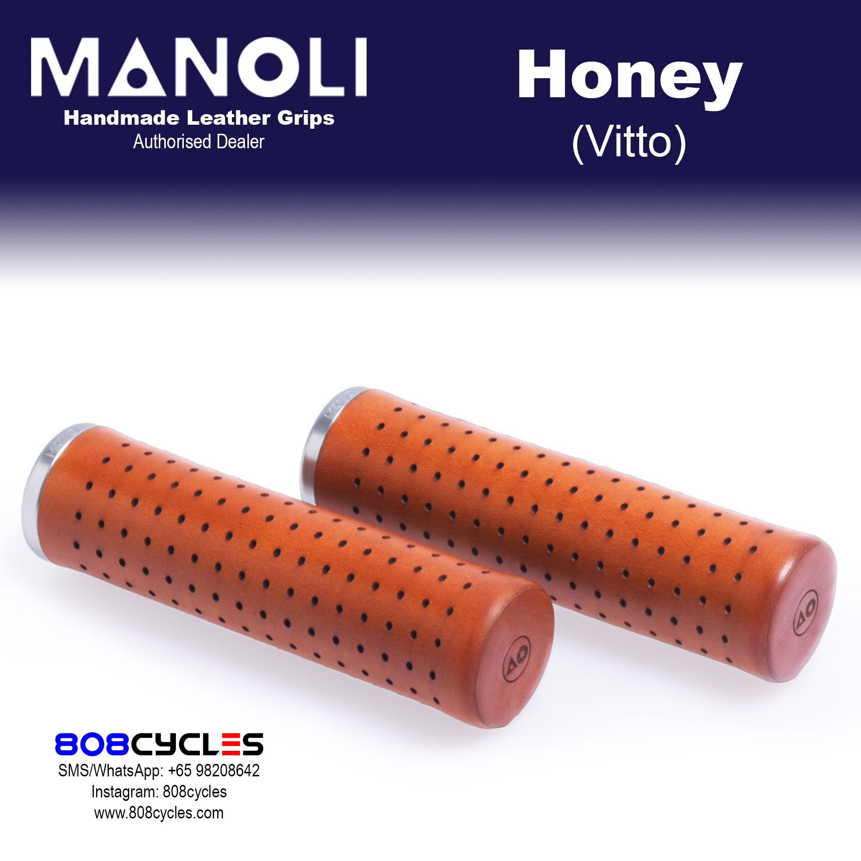 Manoli Vitto Honey leather grips for Brompton bicycle