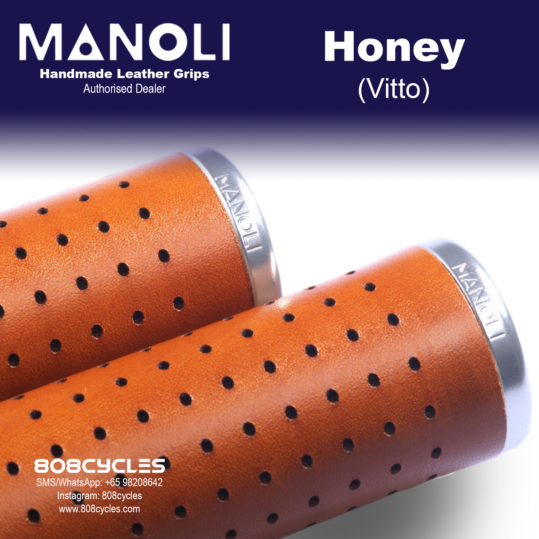 Manoli Vitto Honey Leather Grips for Brompton - Image 5