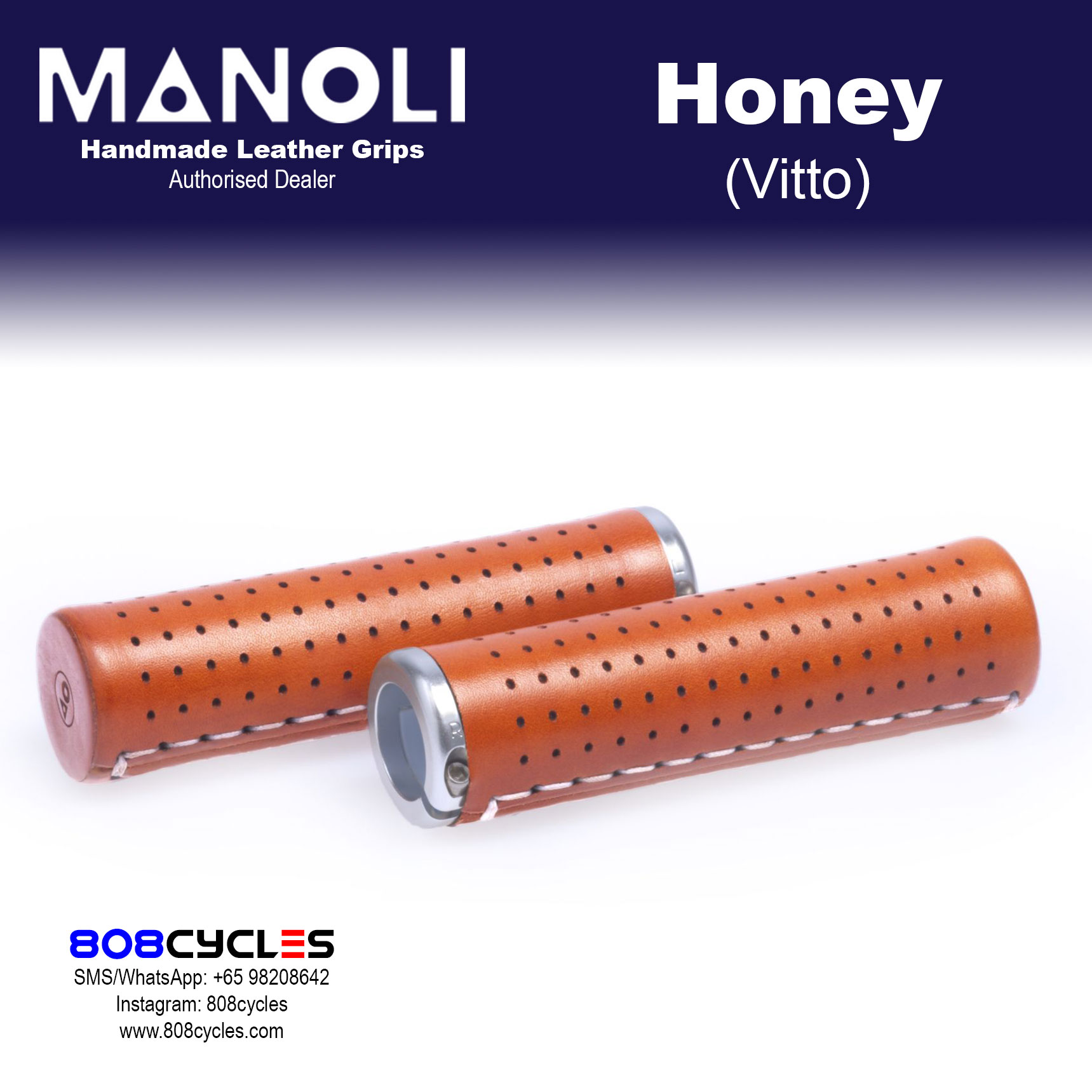 Manoli Vitto Honey Leather Grips for Brompton - Image 6
