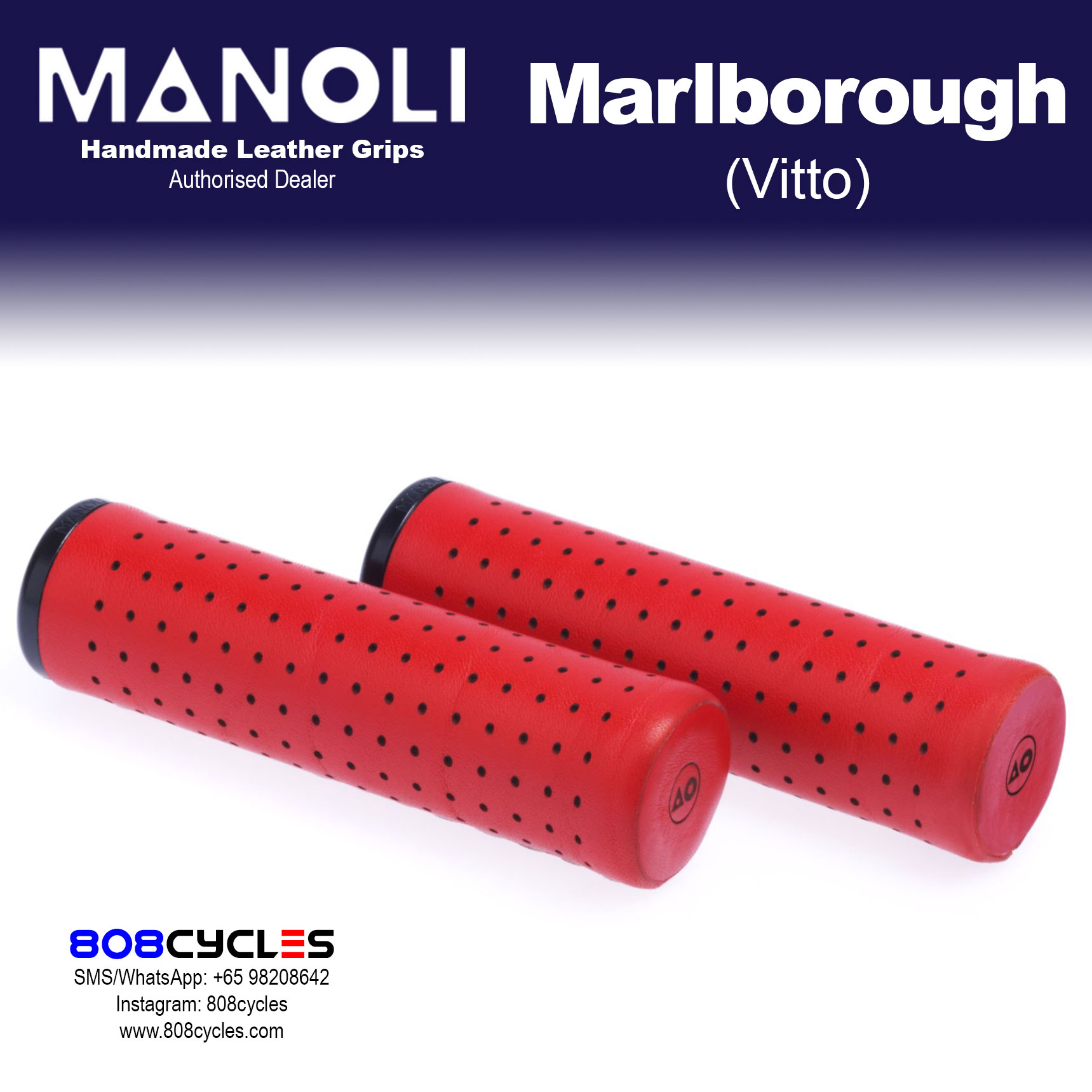 Manoli Vitto Marlboro Leather Grips for Brompton - Image 2