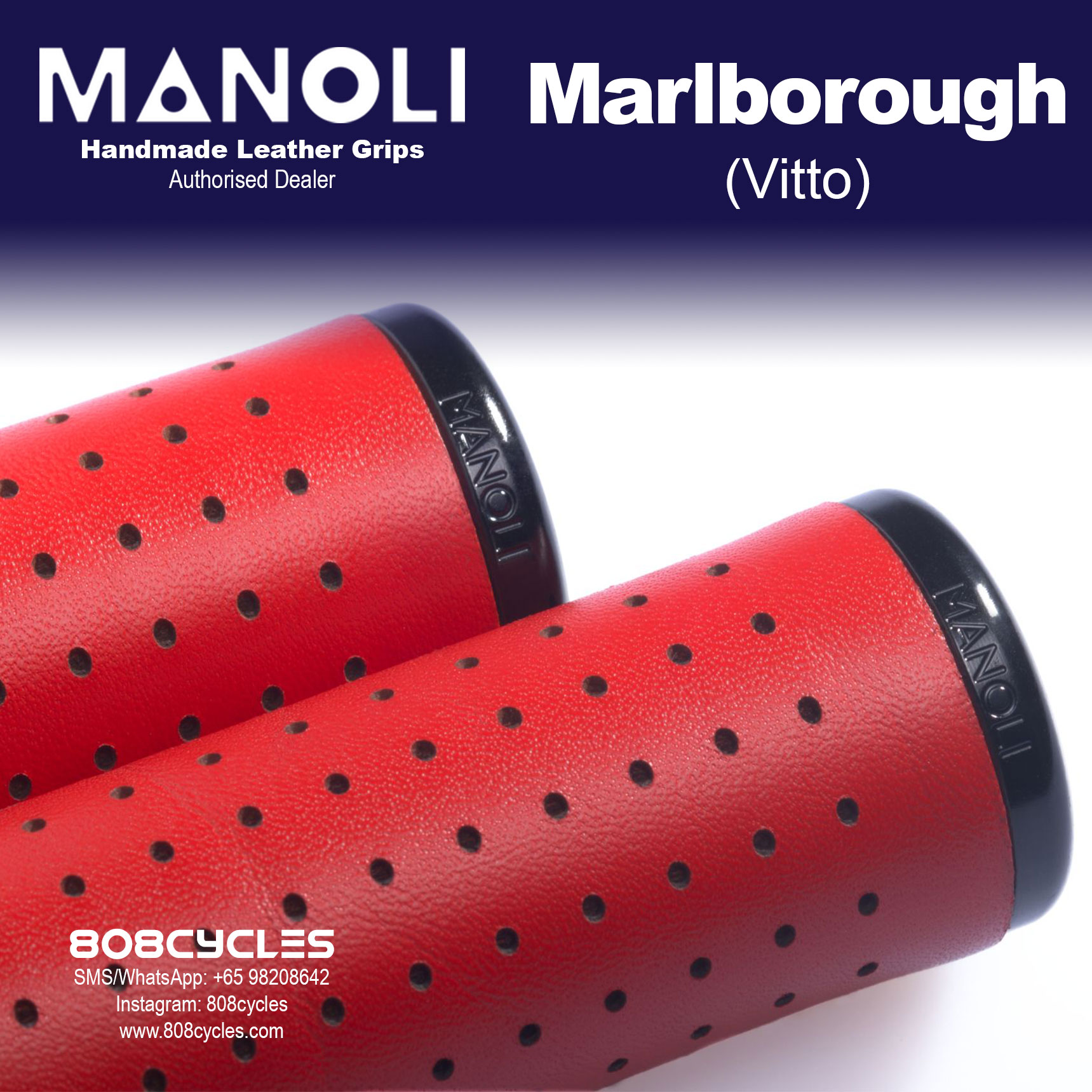 Manoli Vitto Marlboro Leather Grips for Brompton - Image 3