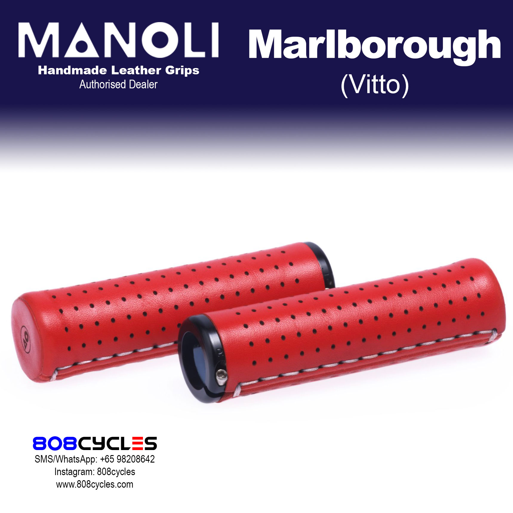 Manoli Vitto Marlboro Leather Grips for Brompton - Image 4