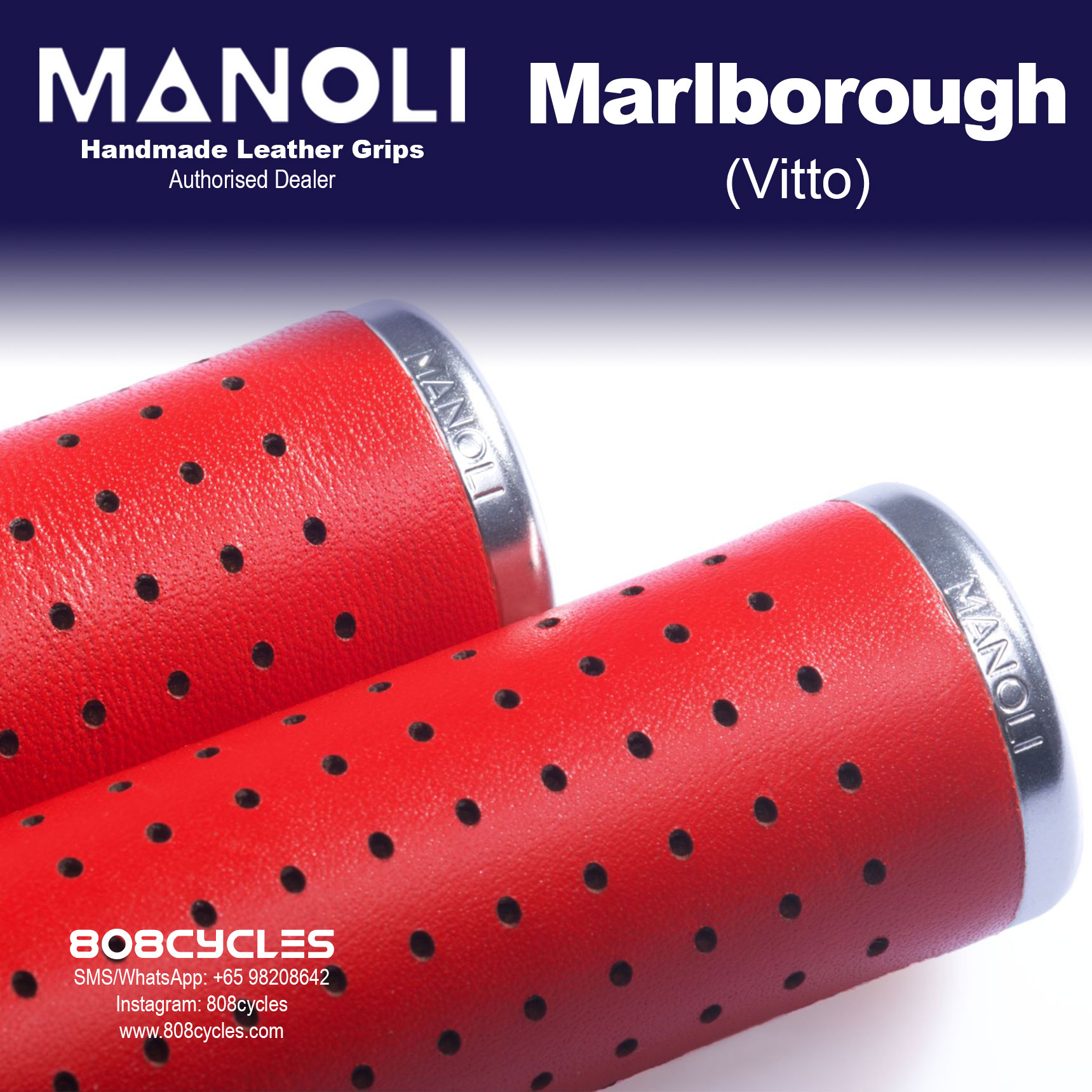 Manoli Vitto Marlboro Leather Grips for Brompton - Image 5
