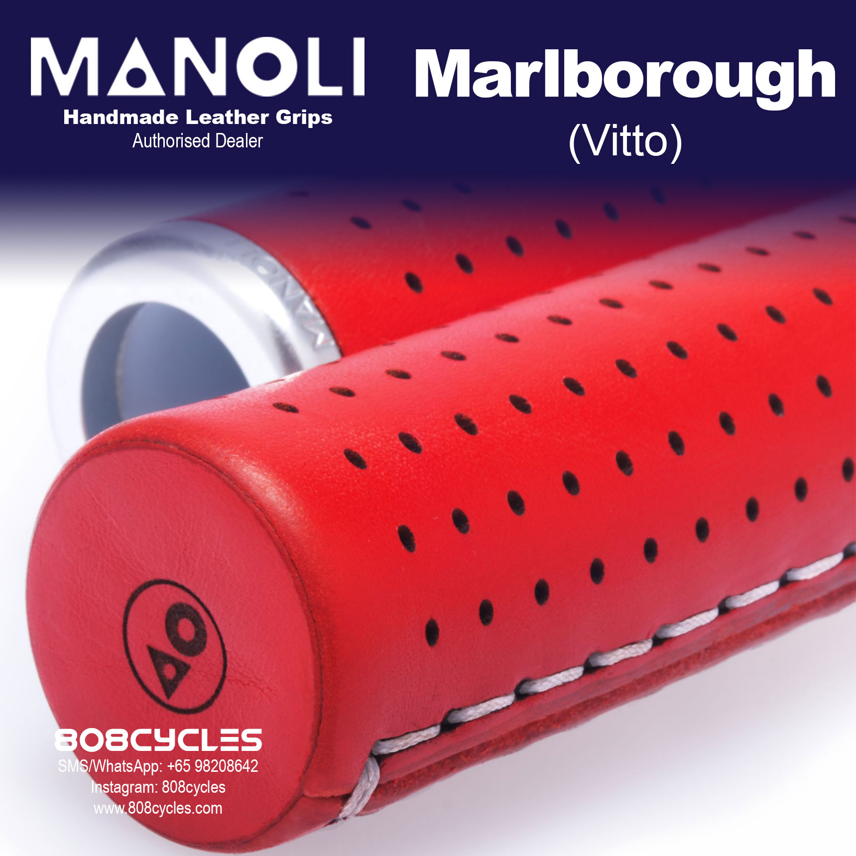 Manoli Vitto Marlboro Leather Grips for Brompton - Image 6