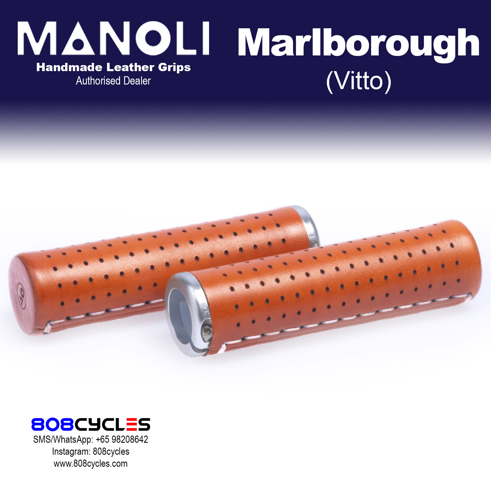 Manoli Vitto Marlboro Leather Grips for Brompton - Image 7