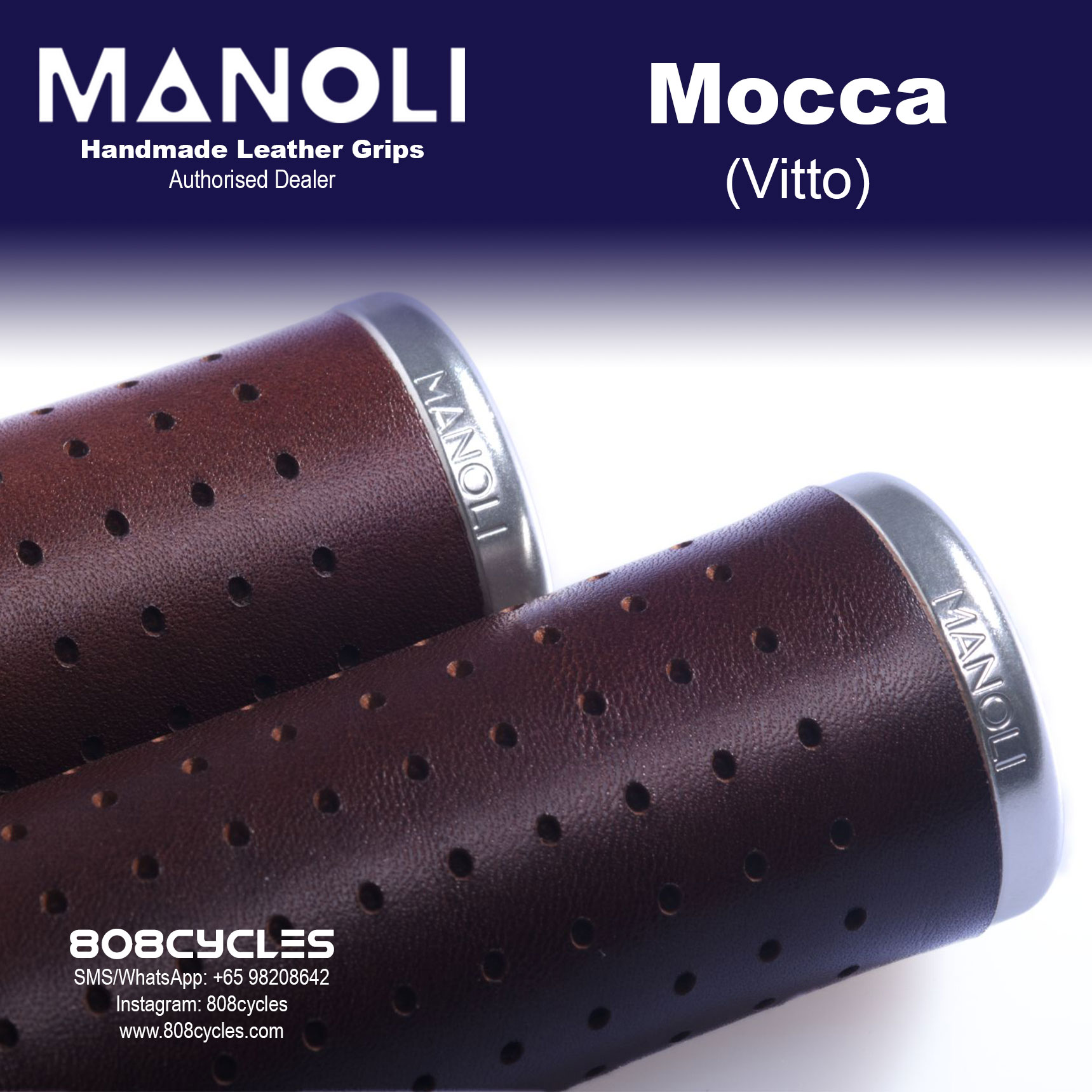 Manoli Vitto Mocca Leather Grips for Brompton - Image 5