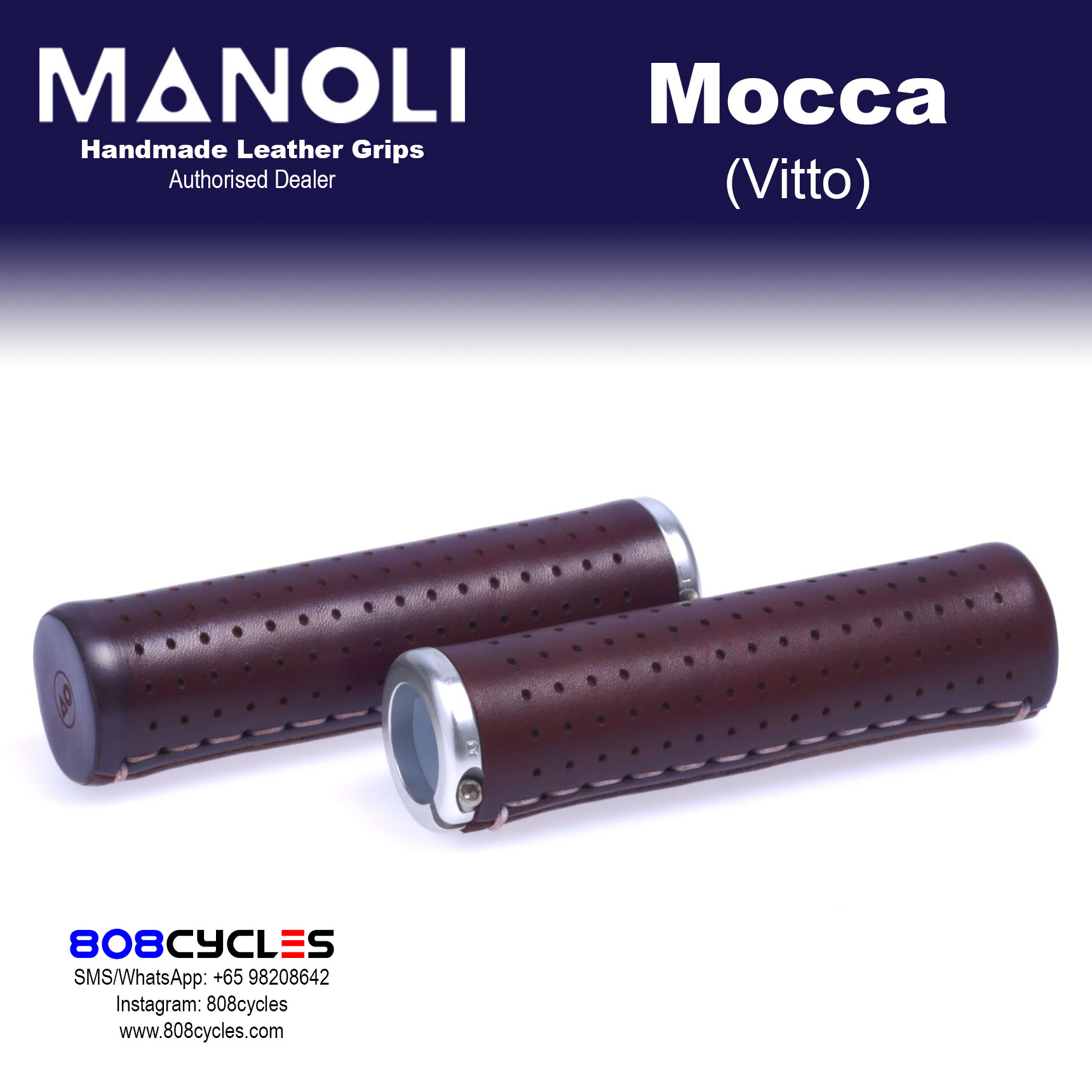 Manoli Vitto Mocca Leather Grips for Brompton - Image 6