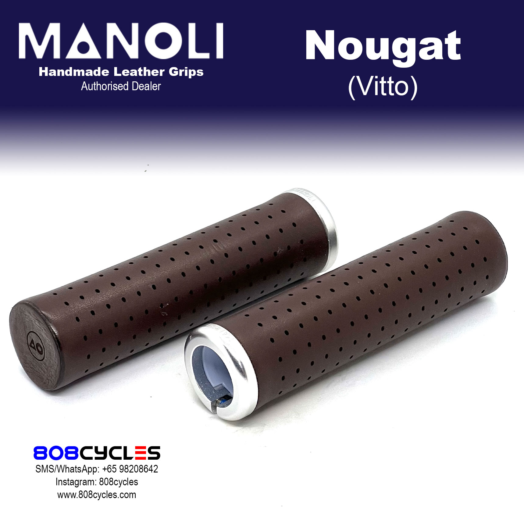 Manoli Vitto Nougat leather grips for Brompton bicycle