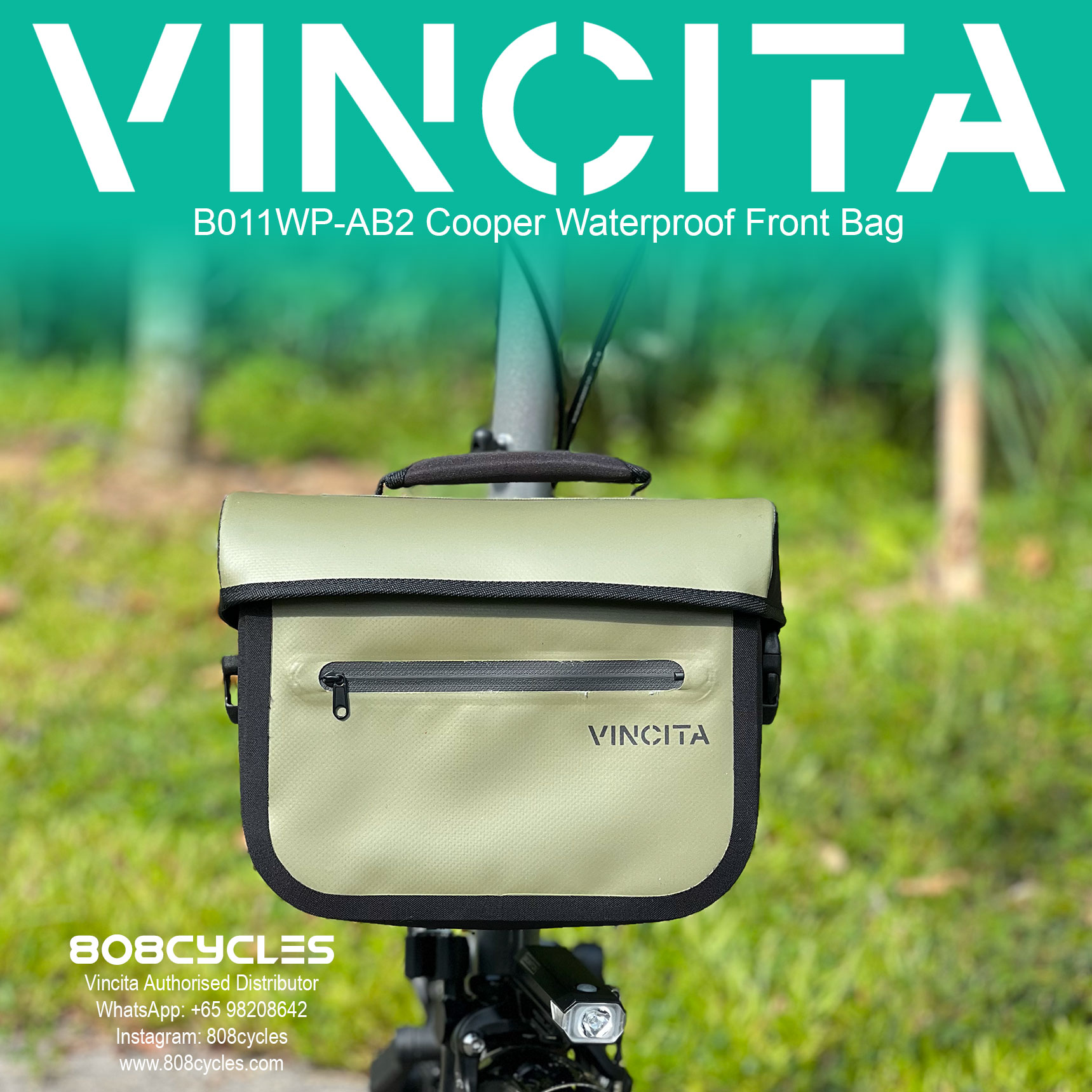 Vincita B011WP-AB2 Cooper 5.4L Waterproof Front Bag for Brompton - Image 10