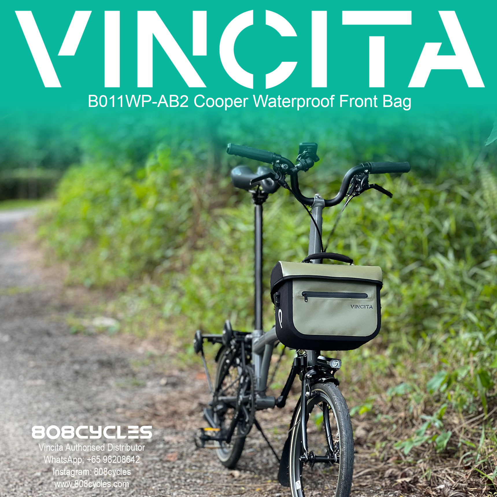 Vincita B011WP-AB2 Cooper 5.4L Waterproof Front Bag for Brompton - Image 7