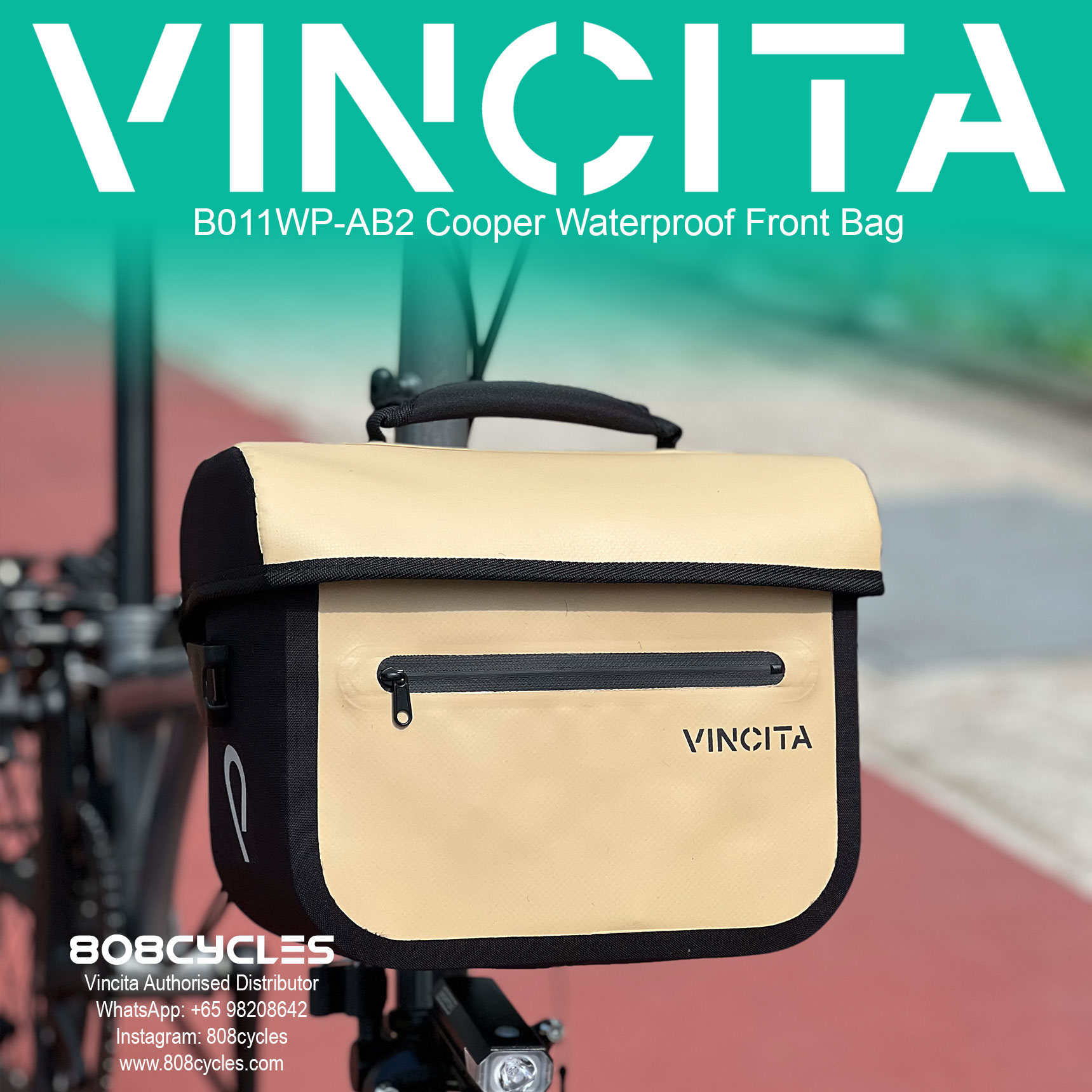 Vincita B011WP-AB2 Cooper 5.4L Waterproof Front Bag for Brompton - Image 16