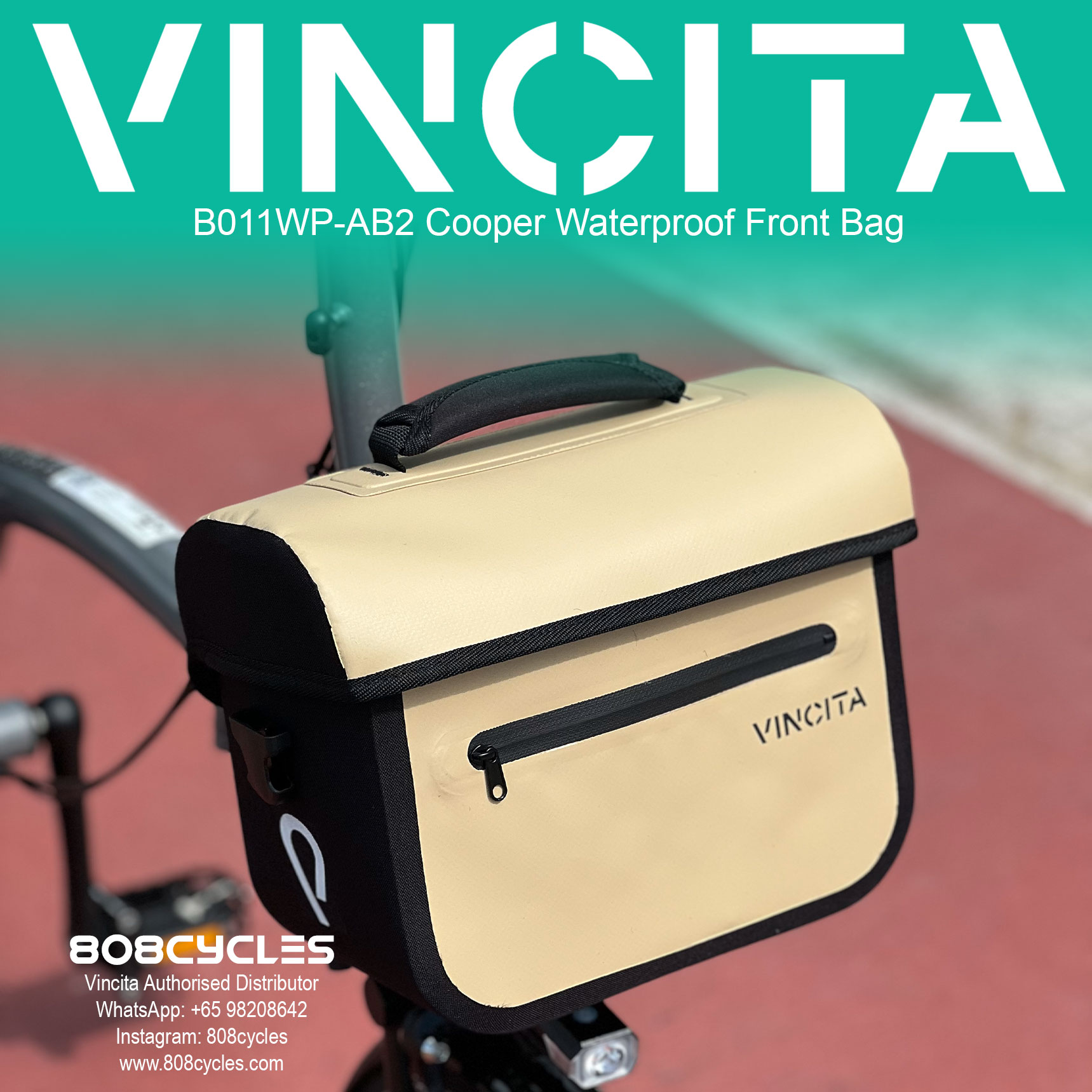 Vincita B011WP-AB2 Cooper 5.4L Waterproof Front Bag for Brompton - Image 15