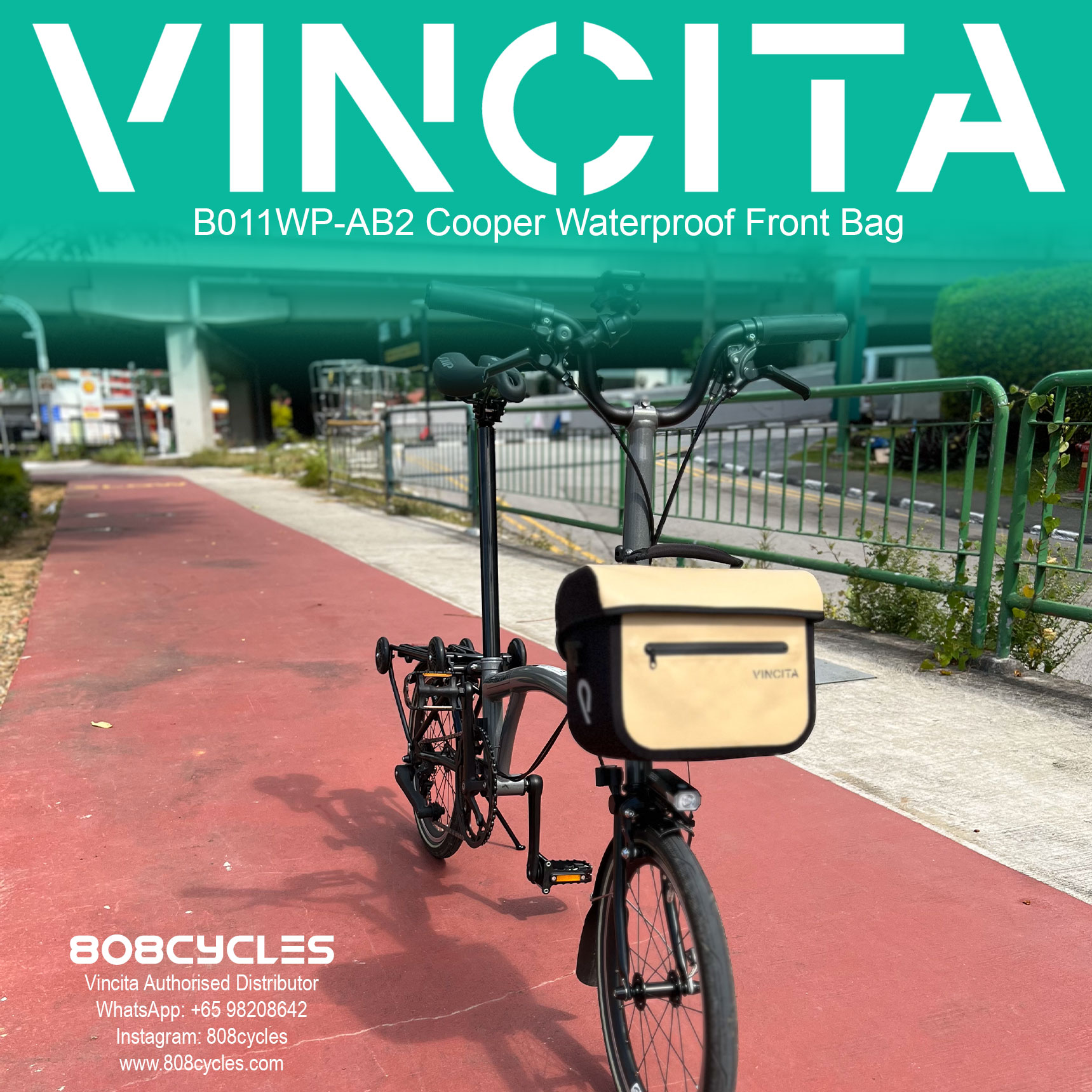 Vincita B011WP-AB2 Cooper 5.4L Waterproof Front Bag for Brompton - Image 18
