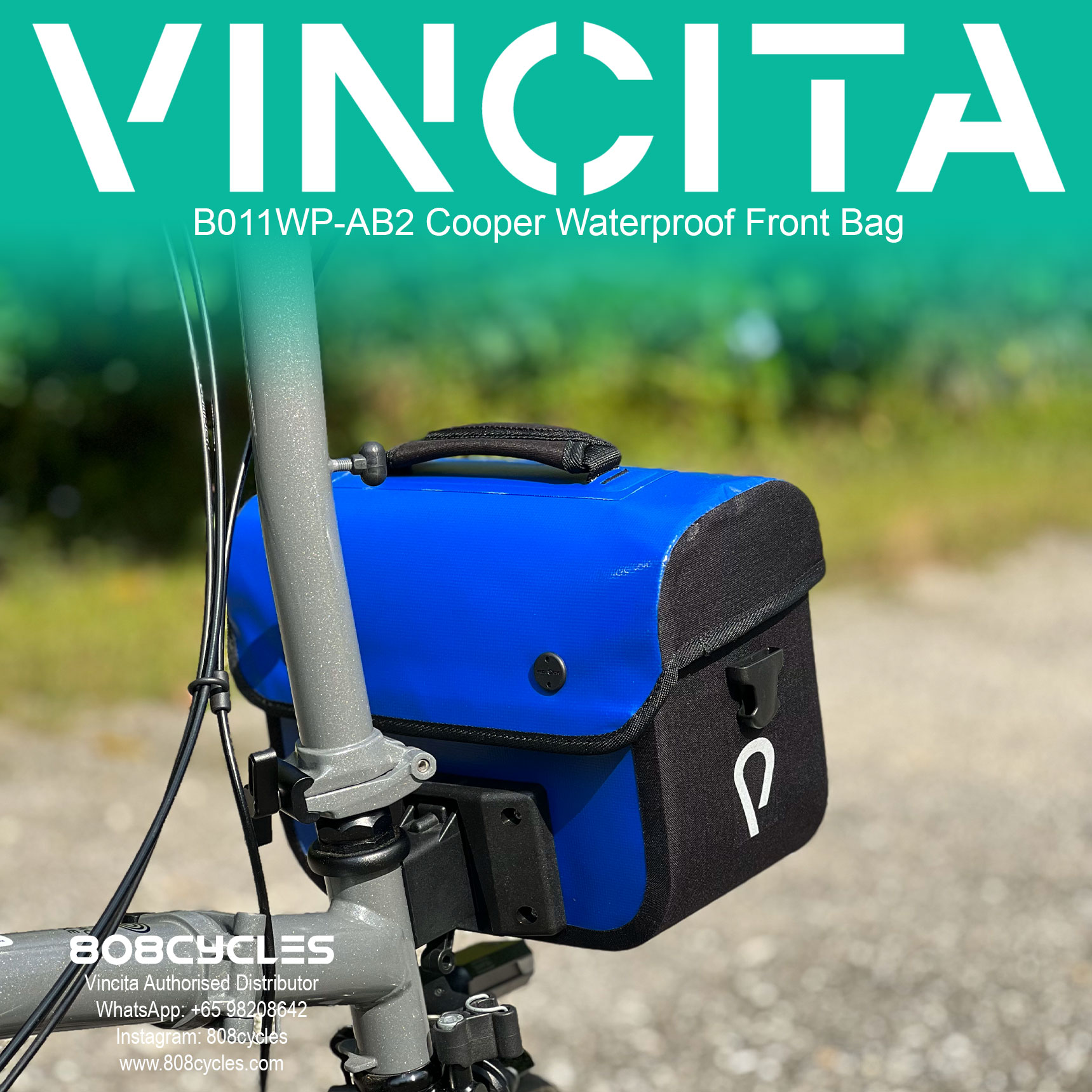 Vincita B011WP-AB2 Cooper 5.4L Waterproof Front Bag for Brompton - Image 20