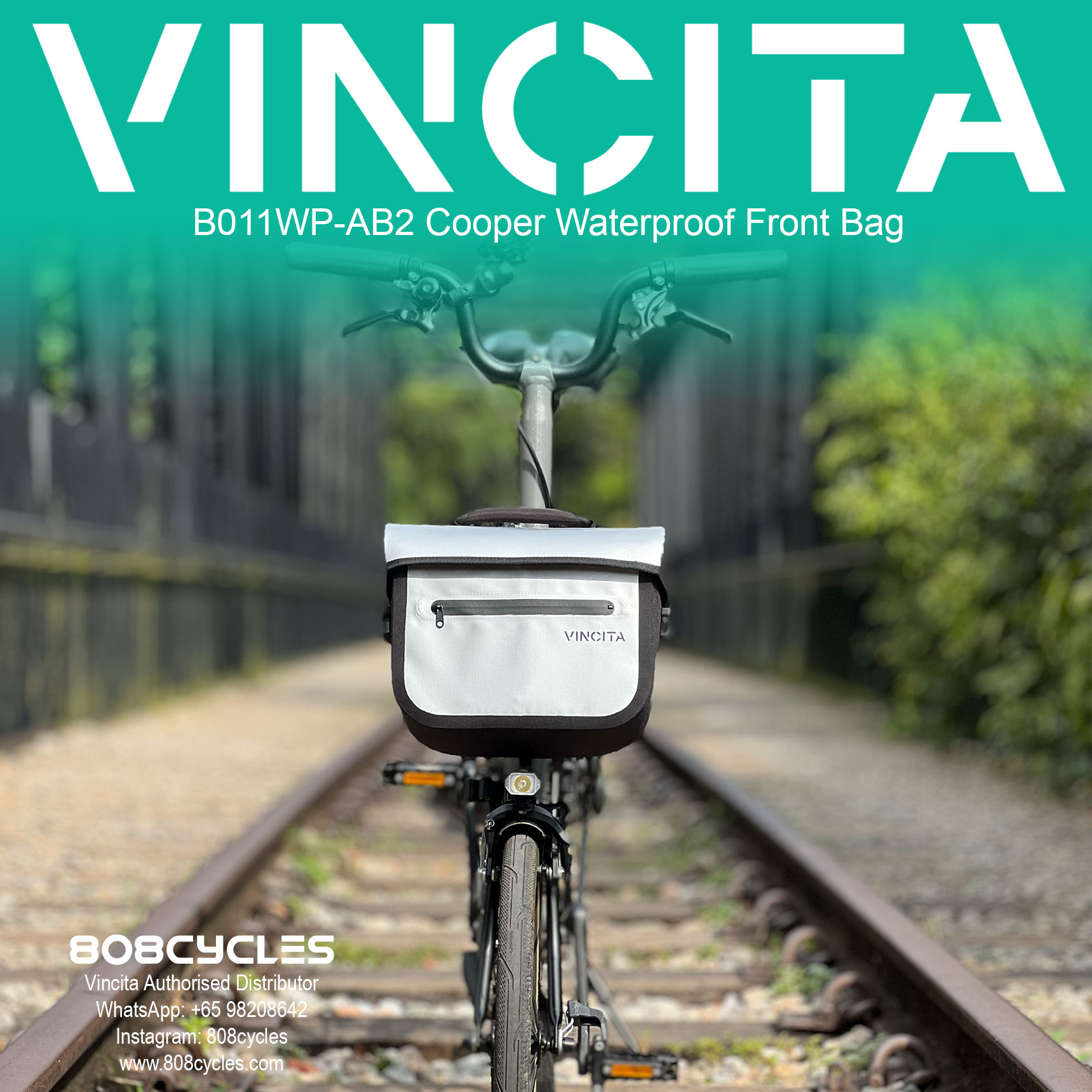 Vincita B011WP-AB2 Cooper 5.4L Waterproof Front Bag for Brompton - Image 21