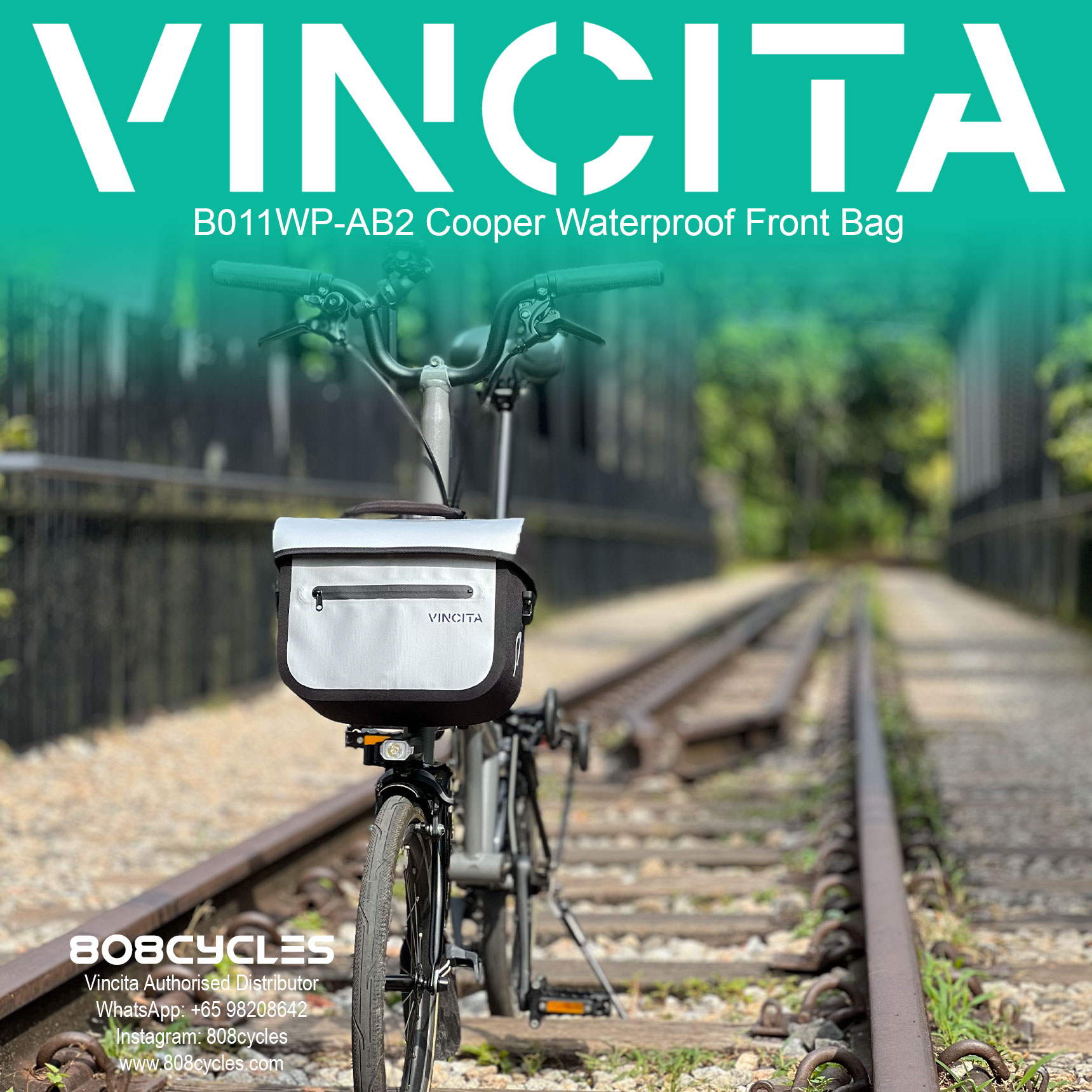 Vincita B011WP-AB2 Cooper 5.4L Waterproof Front Bag for Brompton - Image 22