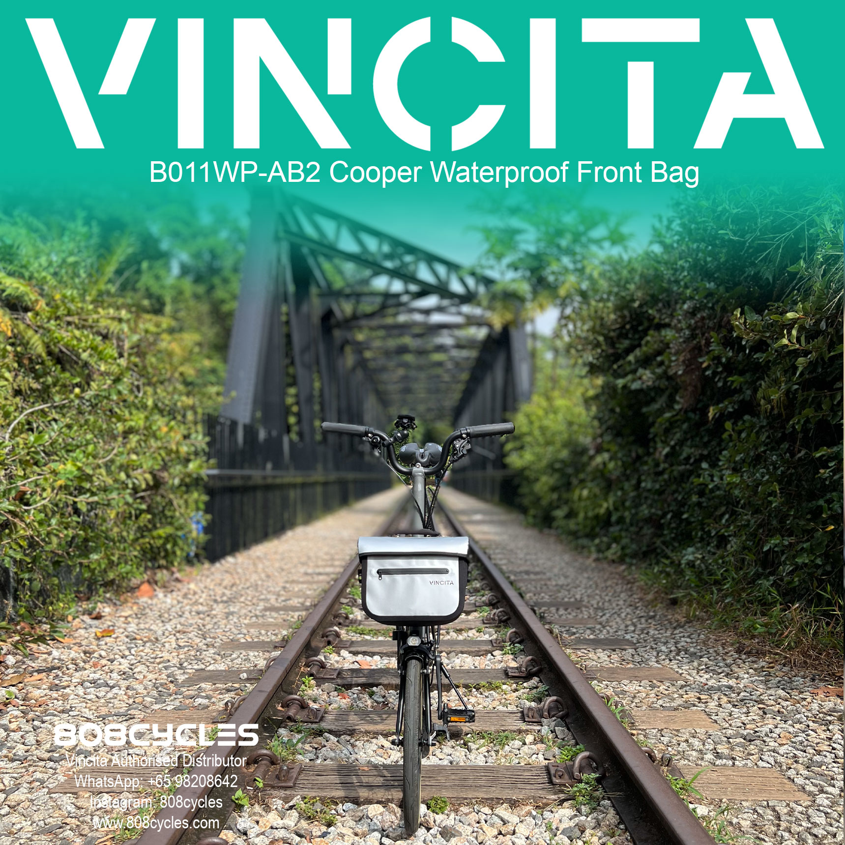 Vincita B011WP-AB2 Cooper 5.4L Waterproof Front Bag for Brompton - Image 24