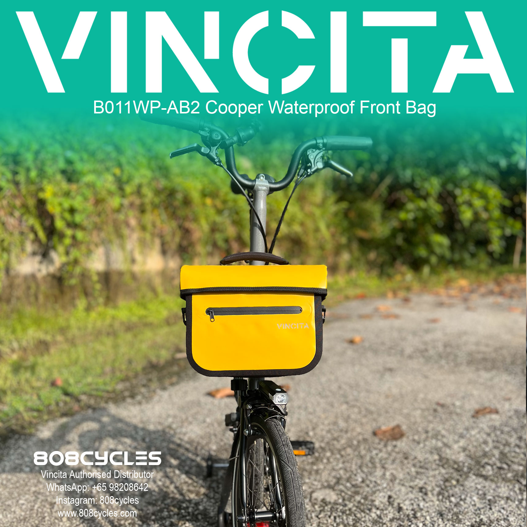 Vincita B011WP-AB2 Cooper 5.4L Waterproof Front Bag for Brompton - Image 25